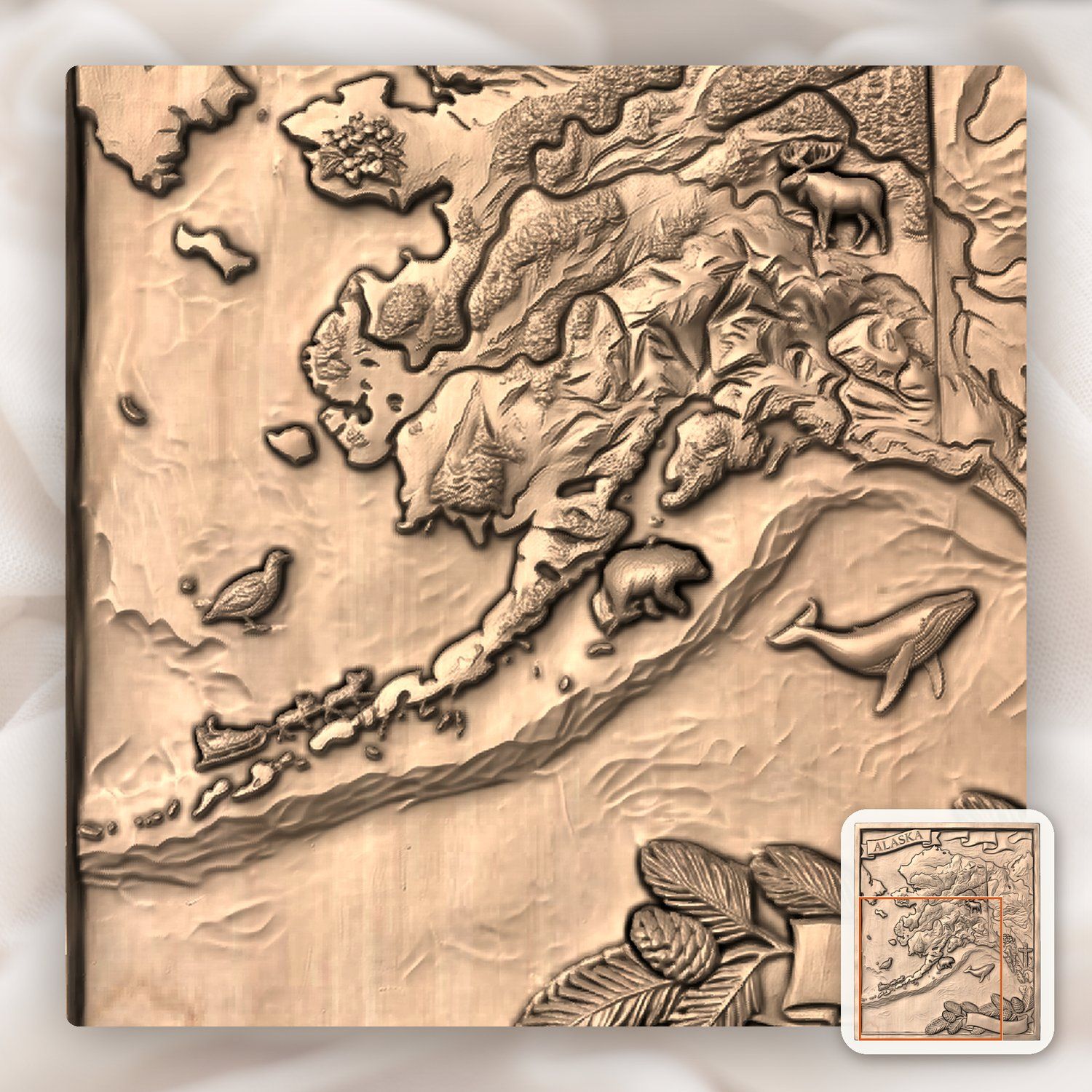 Alaska 3D Relief Map Scene CNC Relief STL bas-relief STL — view 10