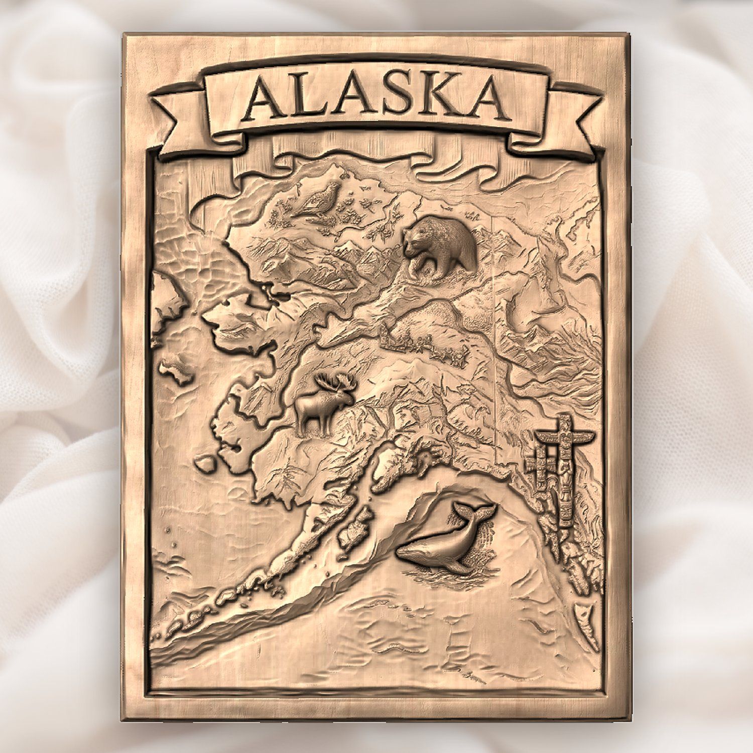 Alaska Map Wildlife Scene CNC Relief STL bas-relief STL — view 5