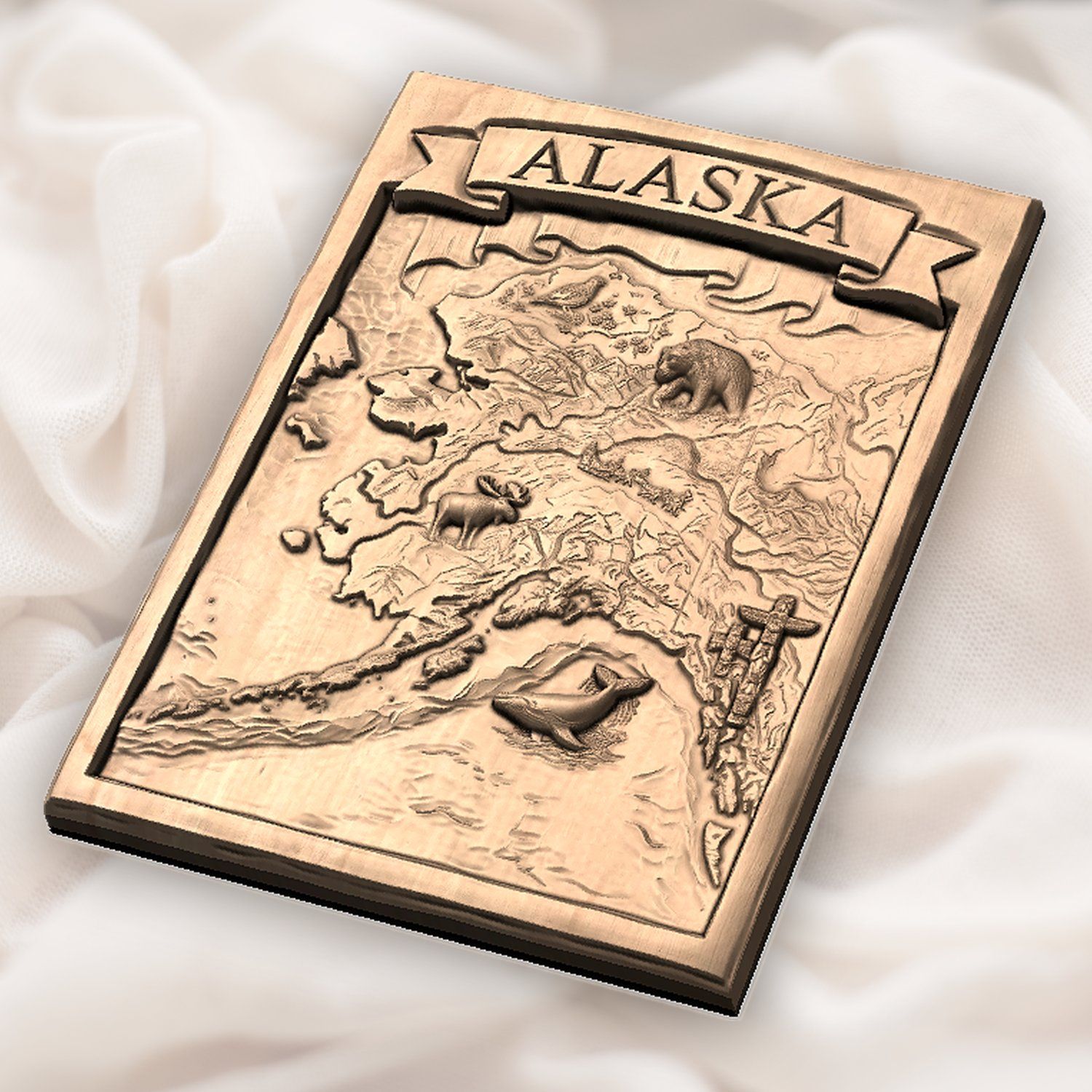 Alaska Map Wildlife Scene CNC Relief STL bas-relief STL — view 6