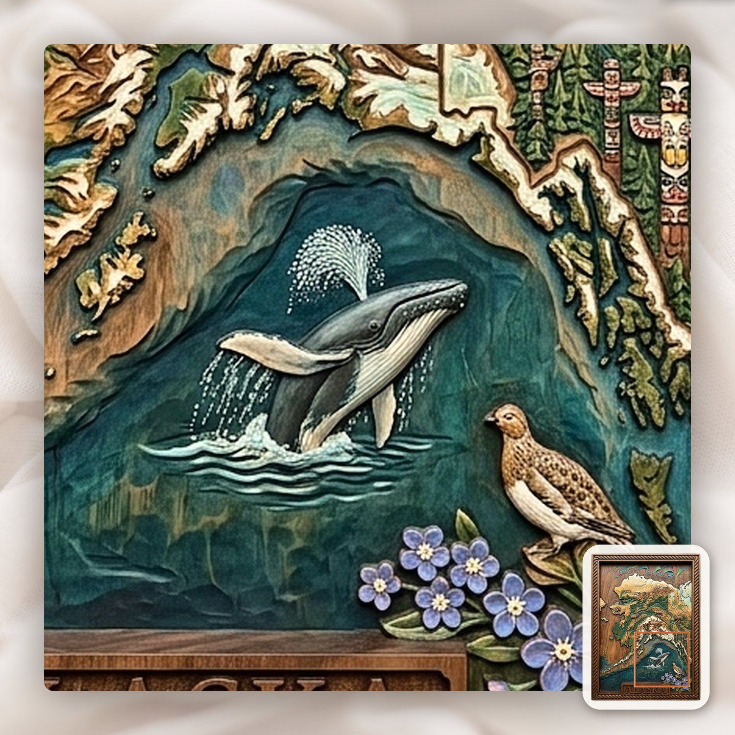 Alaska Map Wildlife Scene CNC Relief STL bas-relief STL — view 12