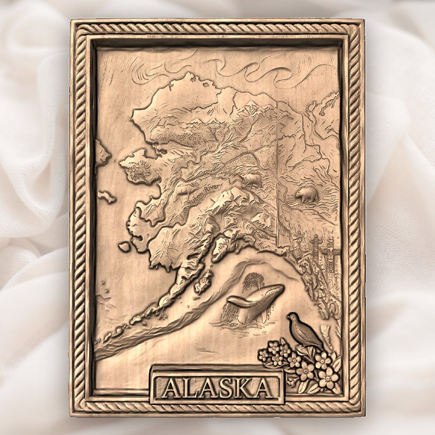 Alaska Map Wildlife Scene CNC Relief STL bas-relief STL — view 5