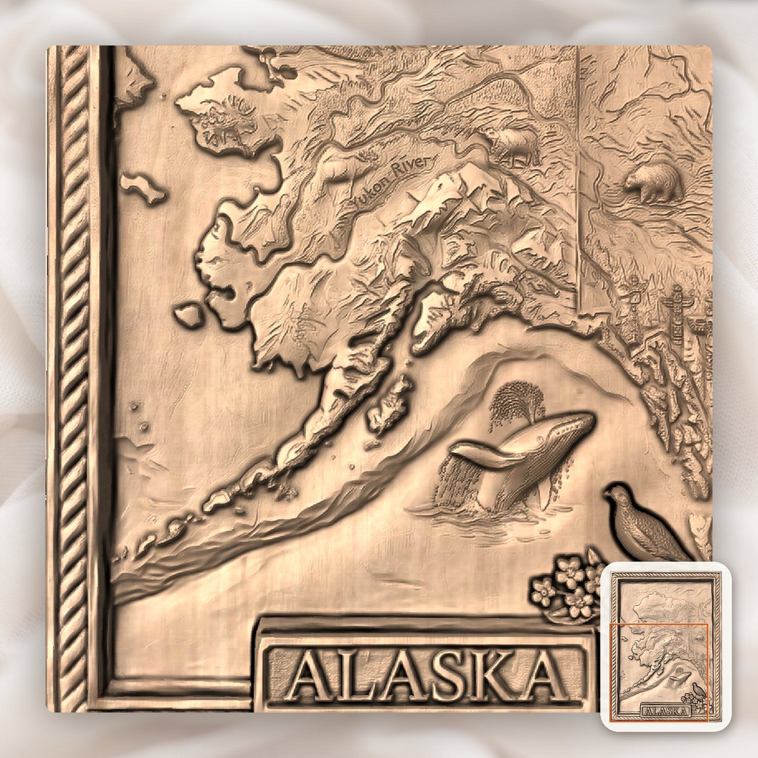 Alaska Map Wildlife Scene CNC Relief STL bas-relief STL — view 8