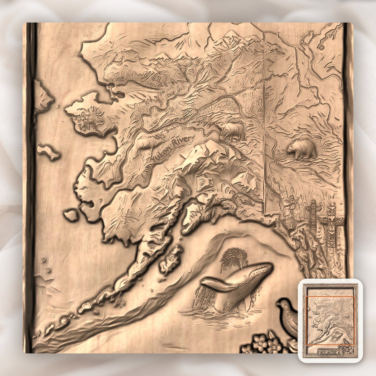 Alaska Map Wildlife Scene CNC Relief STL bas-relief STL — view 9