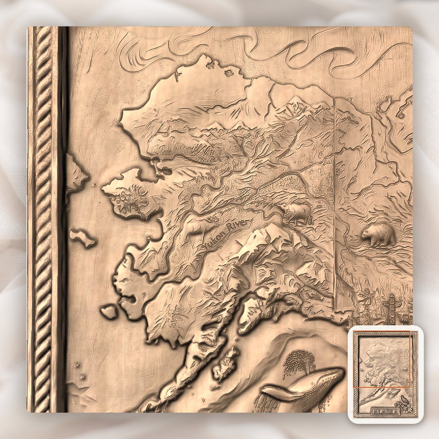 Alaska Map Wildlife Scene CNC Relief STL bas-relief STL — view 10