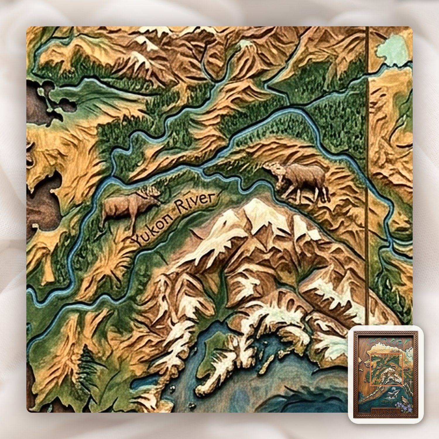 Alaska Map Wildlife Scene CNC Relief STL bas-relief STL — view 11