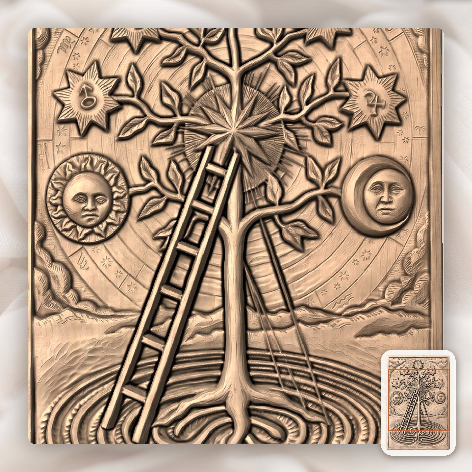 Alchemical Tree of Life CNC Relief STL bas-relief STL — view 7