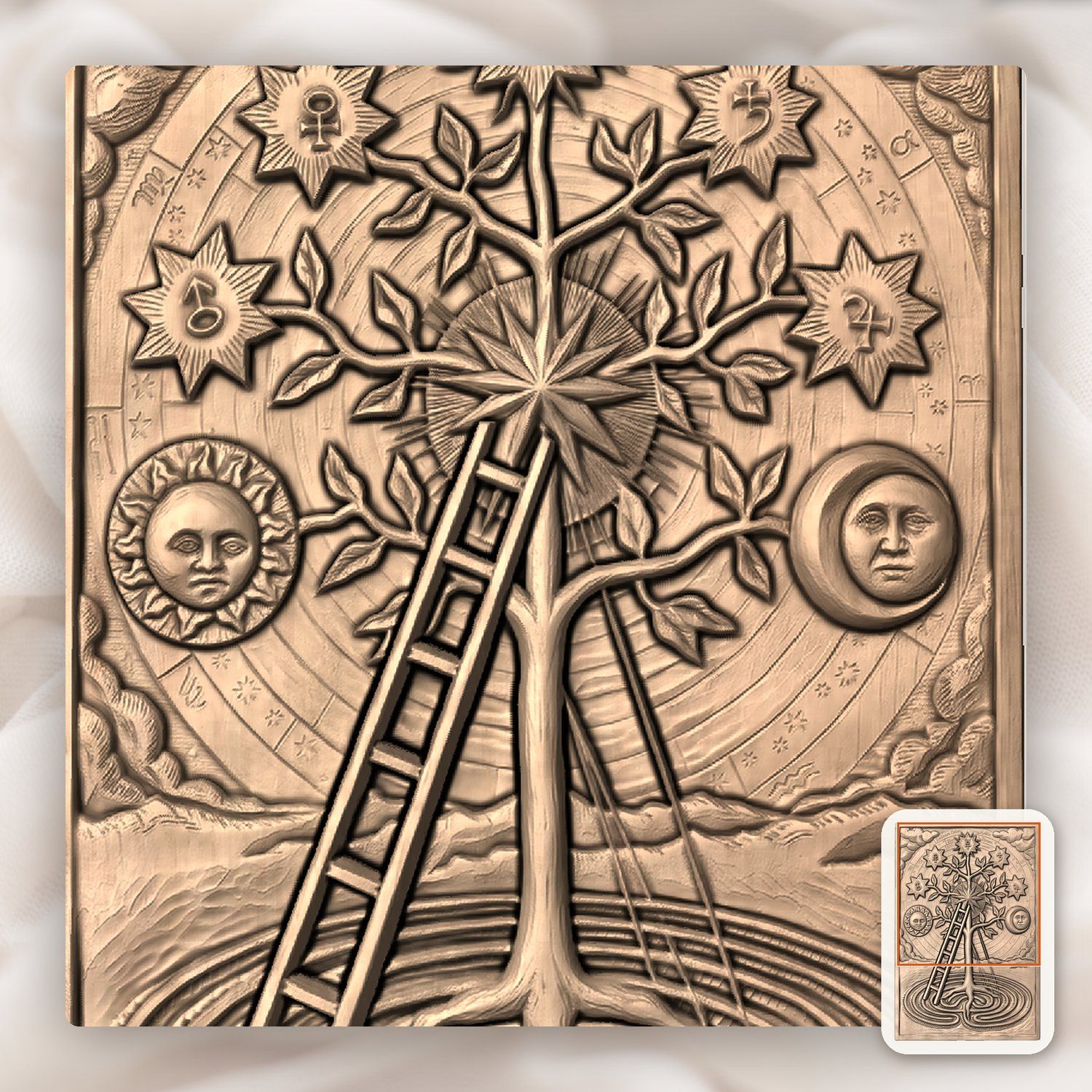 Alchemical Tree of Life CNC Relief STL bas-relief STL — view 8