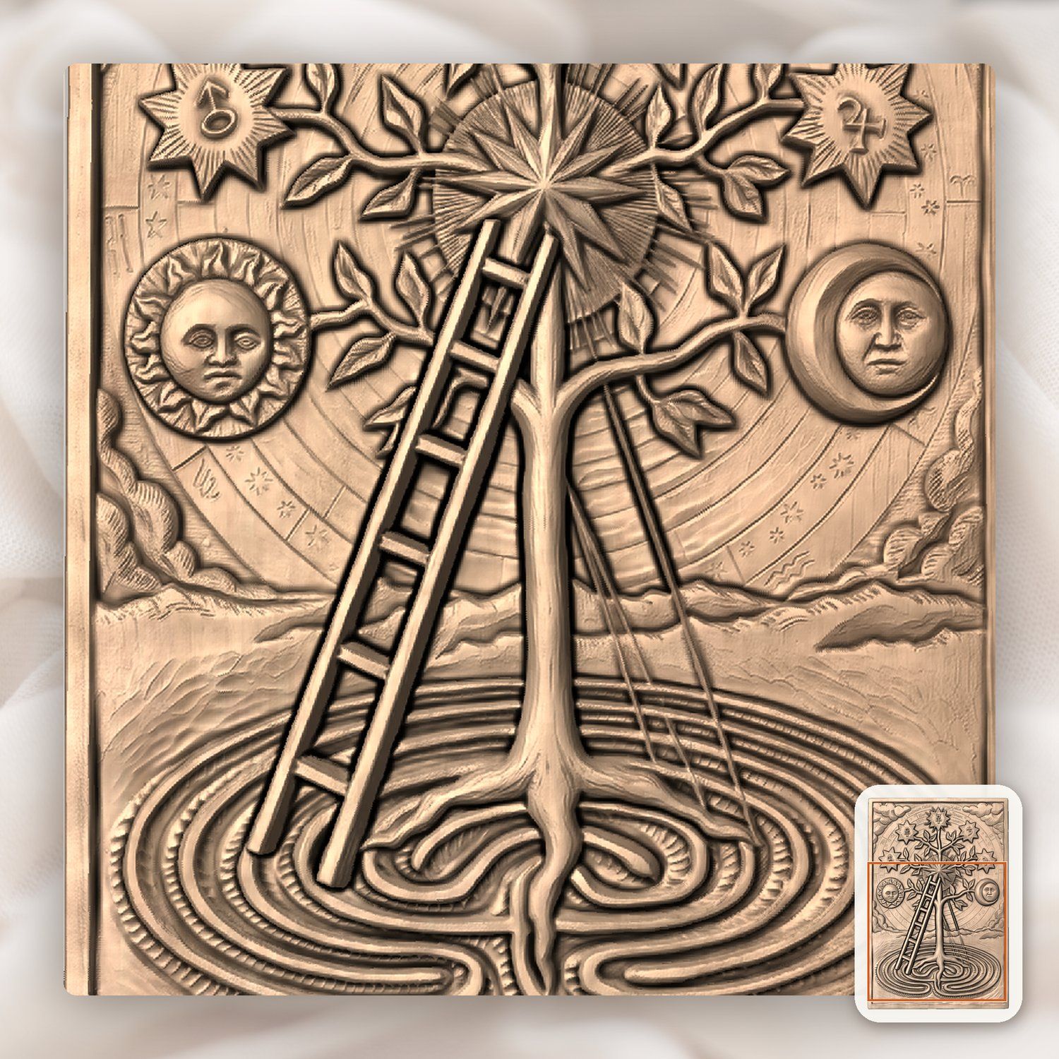 Alchemical Tree of Life CNC Relief STL bas-relief STL — view 9