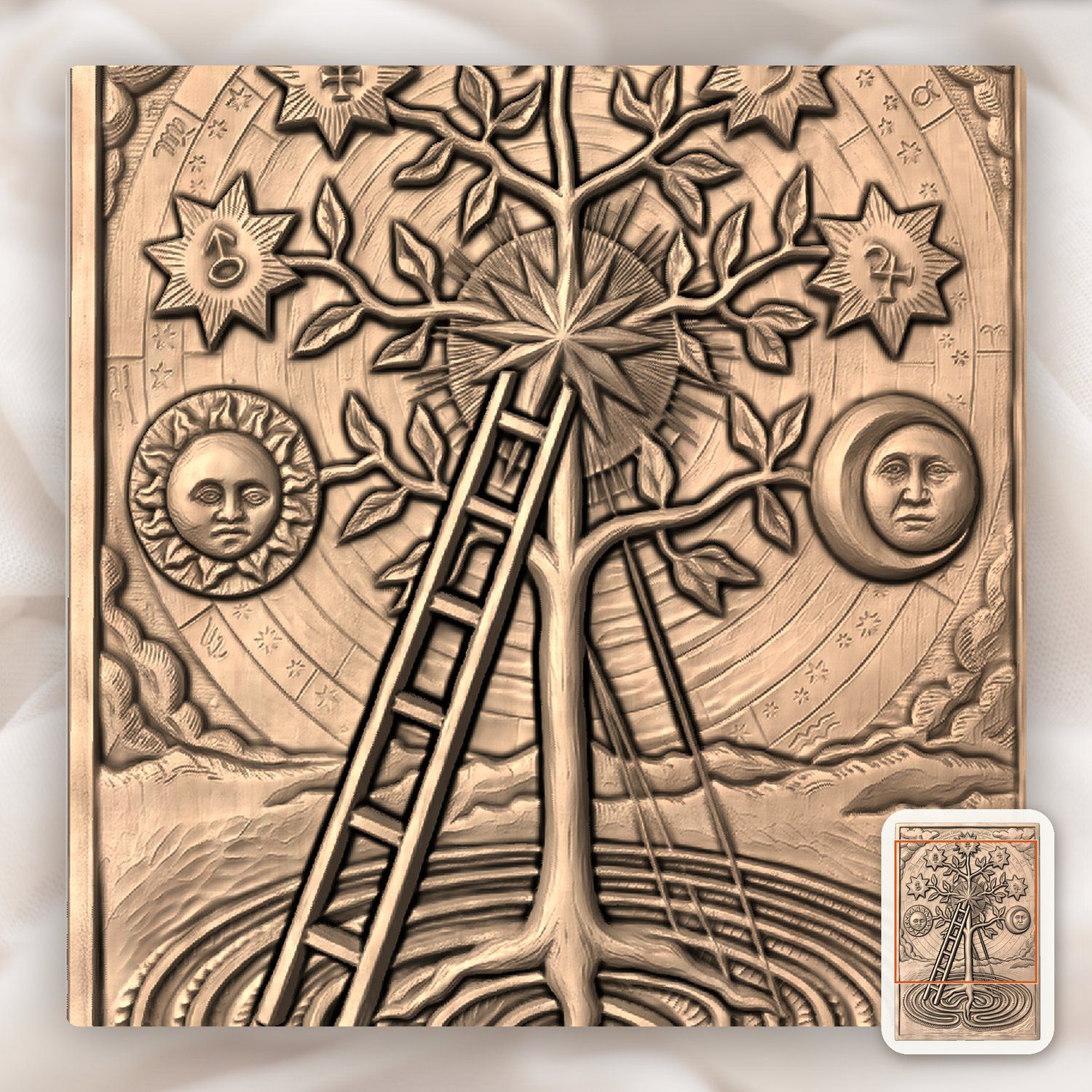Alchemical Tree of Life CNC Relief STL bas-relief STL — view 10