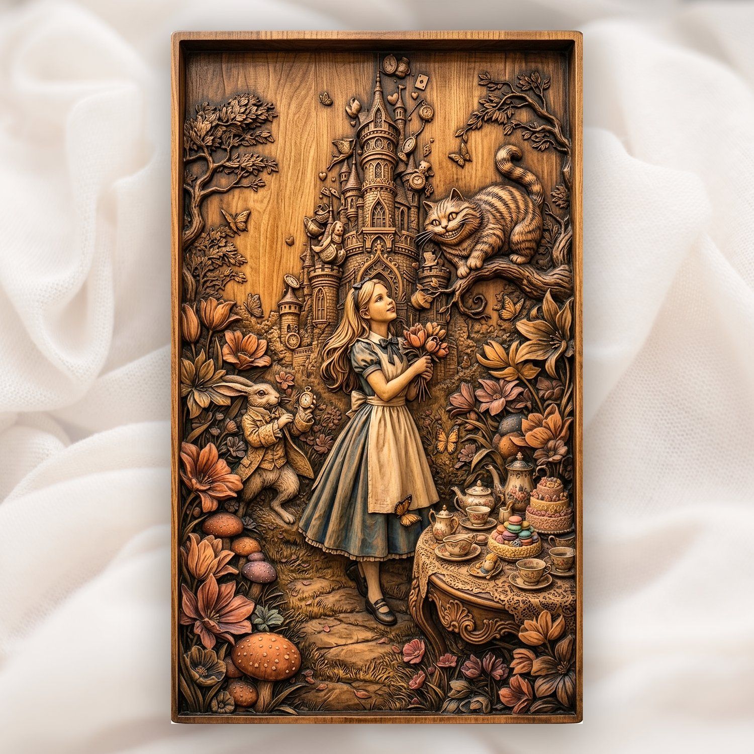 Alice in Wonderland Mad Hatter Tea Party CNC Relief STL bas-relief STL design