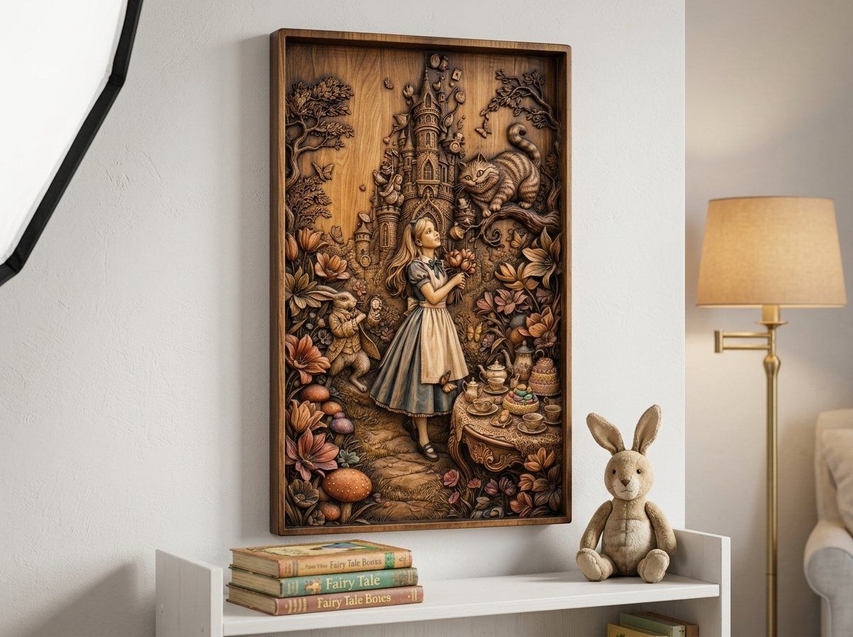 Alice in Wonderland Mad Hatter Tea Party CNC Relief STL bas-relief STL — view 15