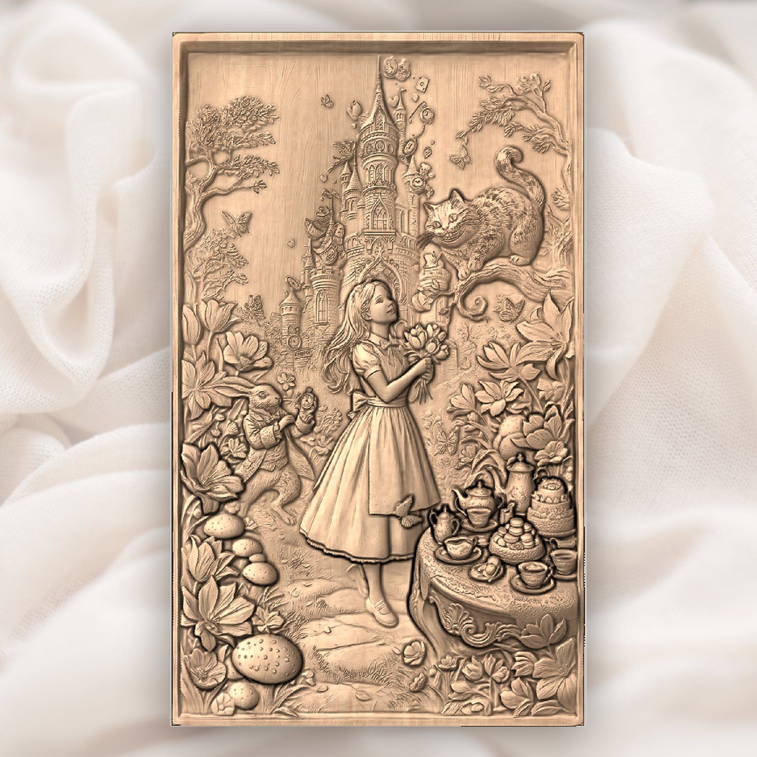 Alice in Wonderland Mad Hatter Tea Party CNC Relief STL bas-relief STL — view 4