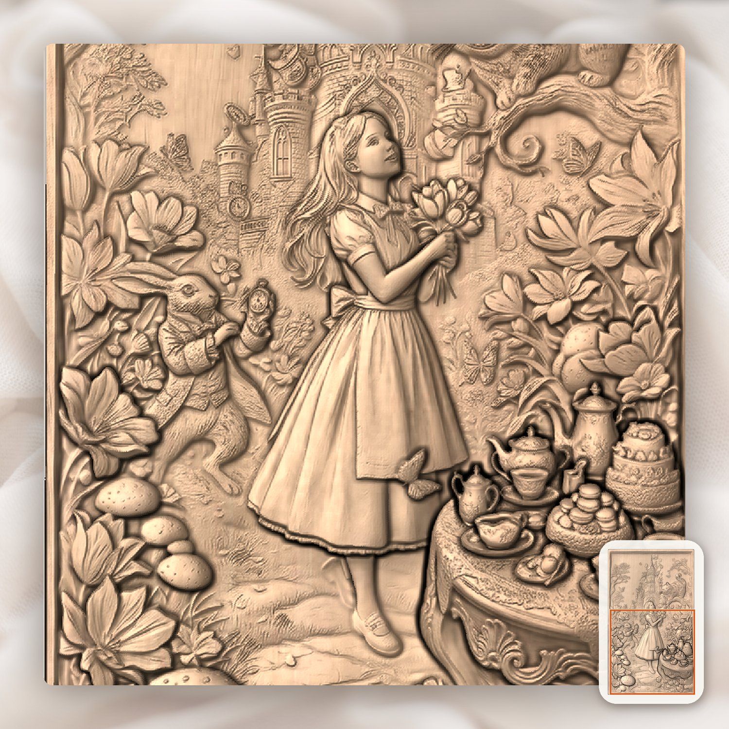 Alice in Wonderland Mad Hatter Tea Party CNC Relief STL bas-relief STL — view 8