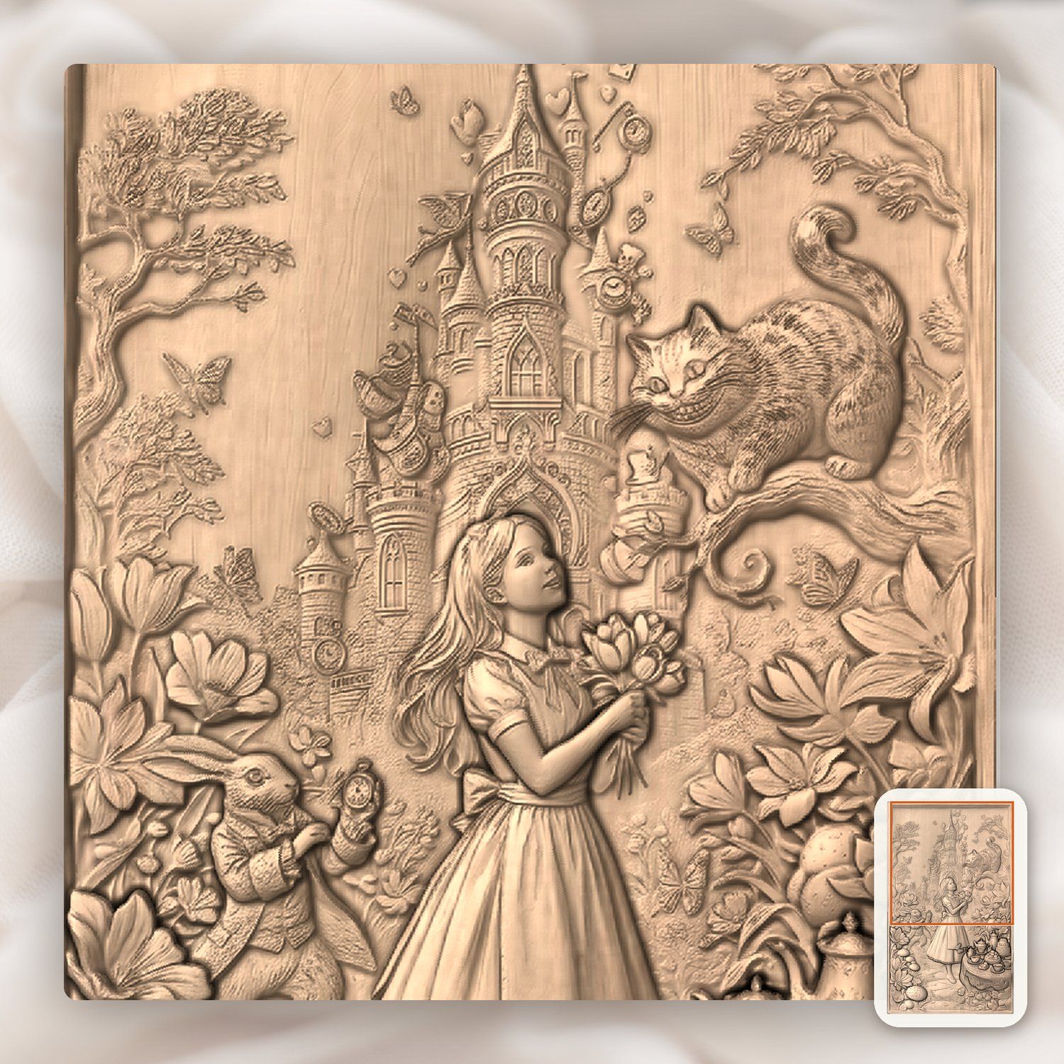 Alice in Wonderland Mad Hatter Tea Party CNC Relief STL bas-relief STL — view 9