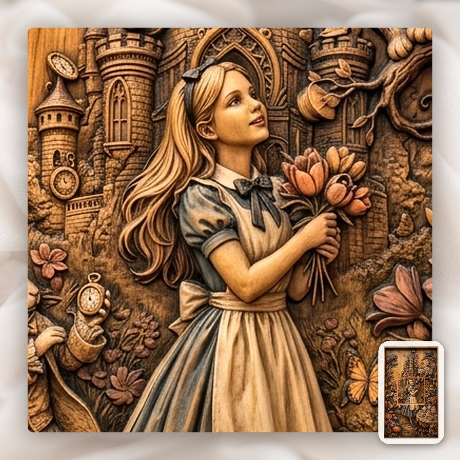 Alice in Wonderland Mad Hatter Tea Party CNC Relief STL bas-relief STL — view 10