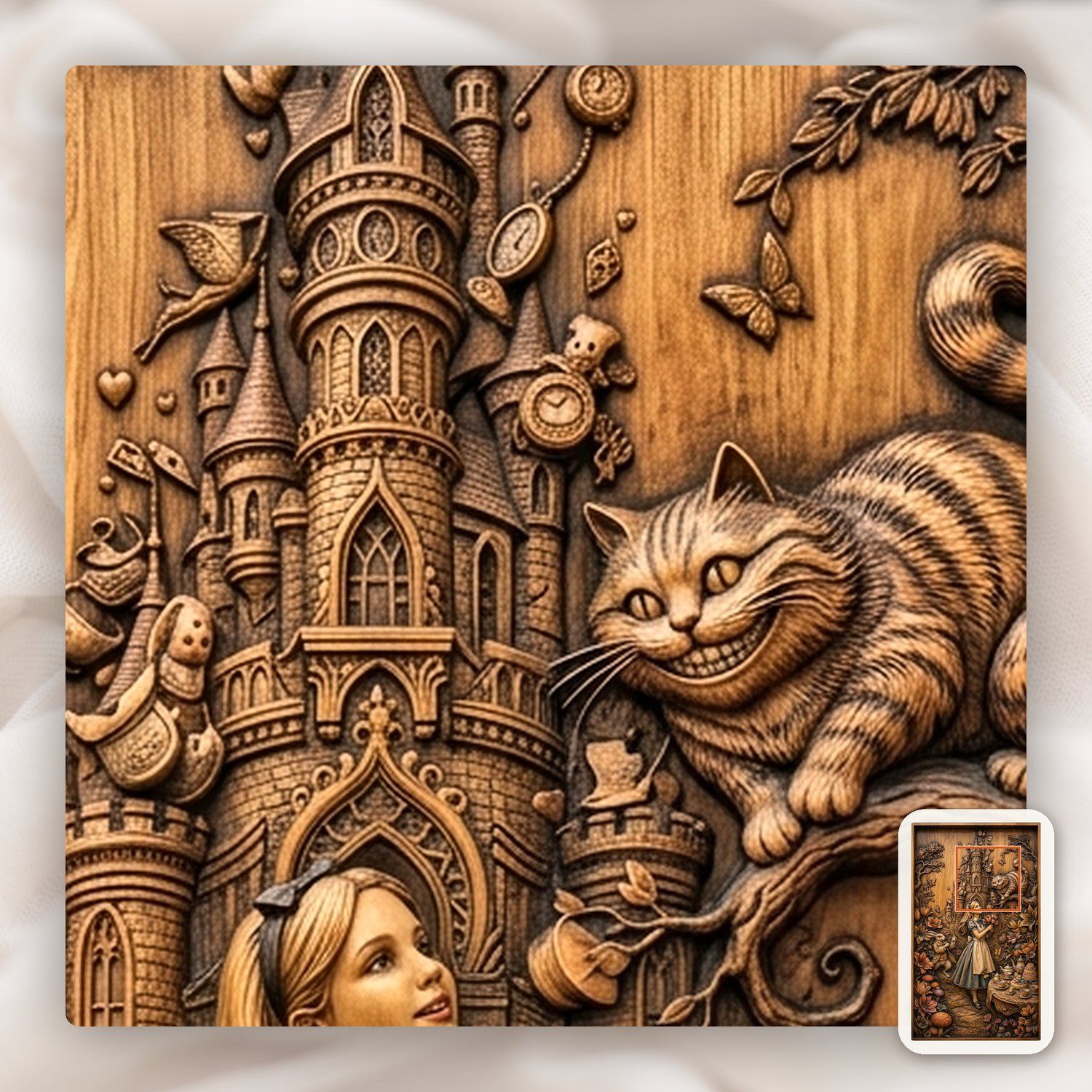 Alice in Wonderland Mad Hatter Tea Party CNC Relief STL bas-relief STL — view 11