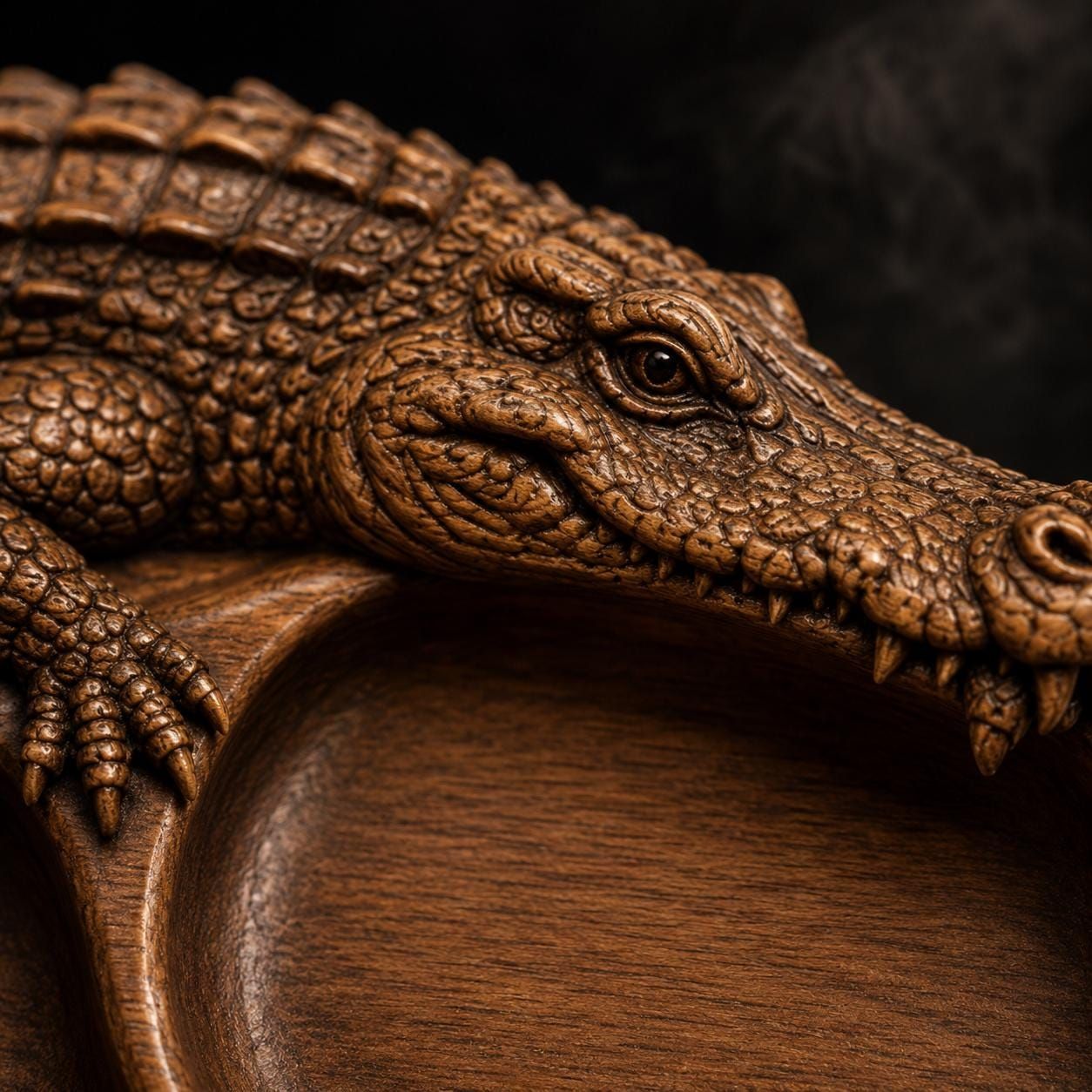 Alligator Serving Tray with Four Compartments STL Relief bas-relief STL — view 2