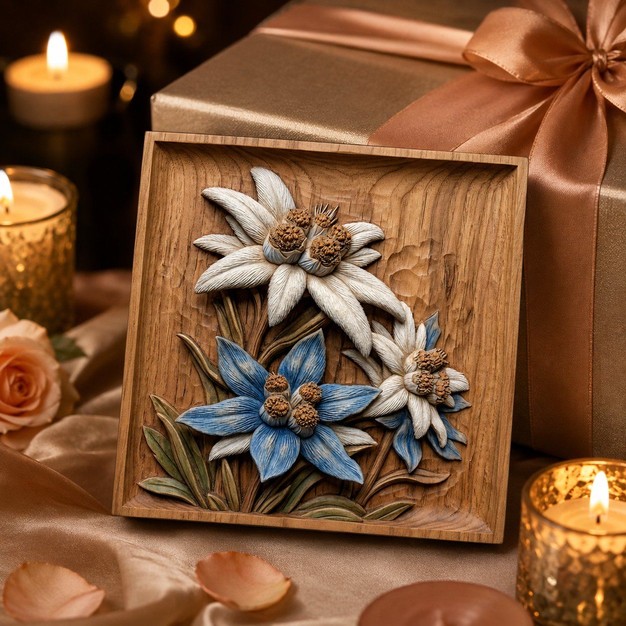 Alpine Edelweiss Flower Wall Art CNC Relief STL bas-relief STL — view 8