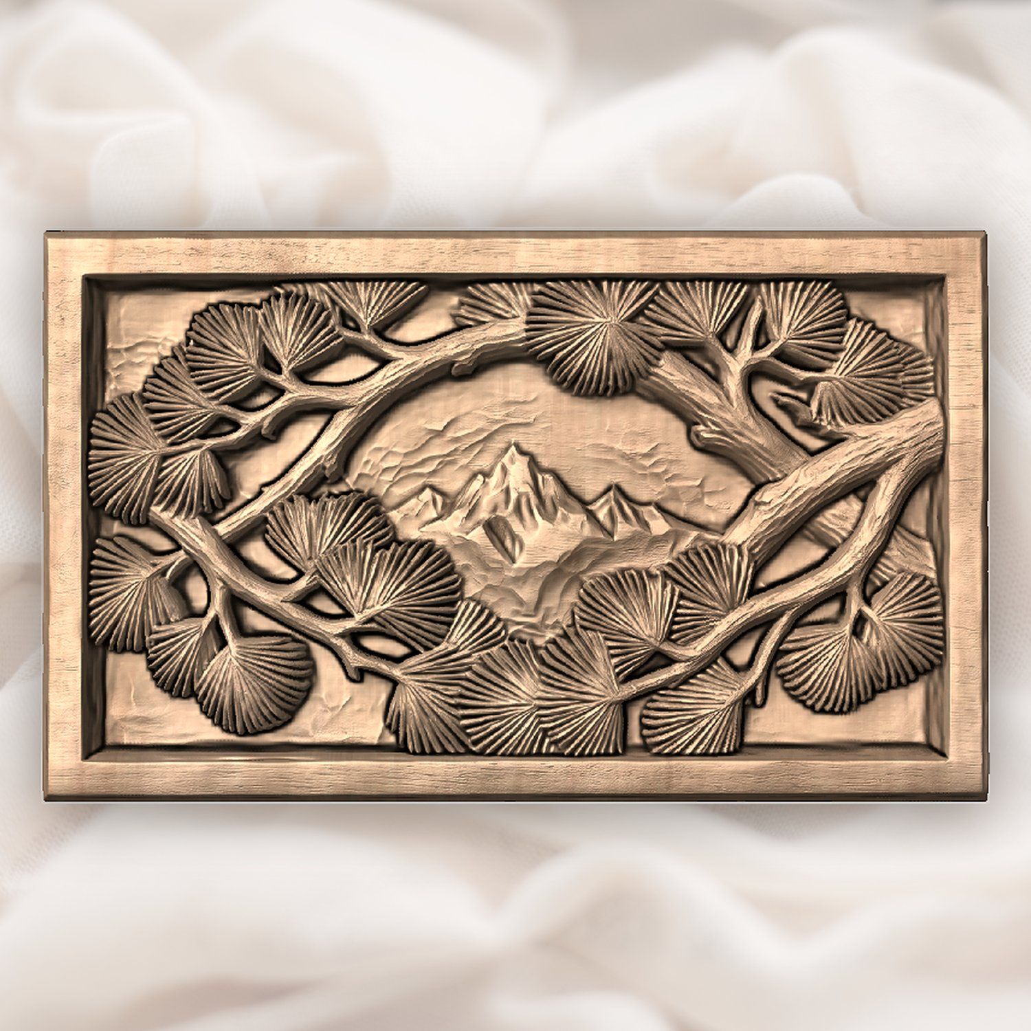 Alpine Mountain Peak Pine Branches CNC Relief STL bas-relief STL — view 5
