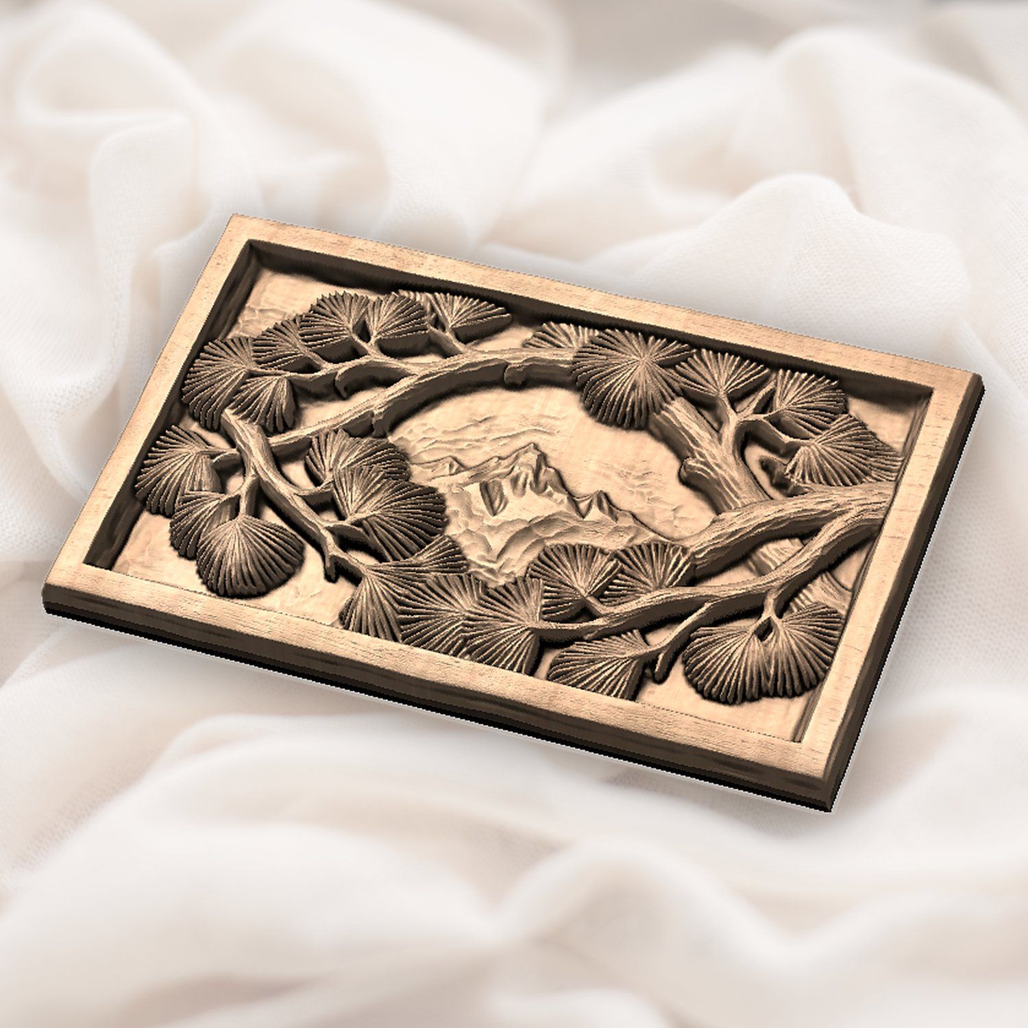 Alpine Mountain Peak Pine Branches CNC Relief STL bas-relief STL — view 6
