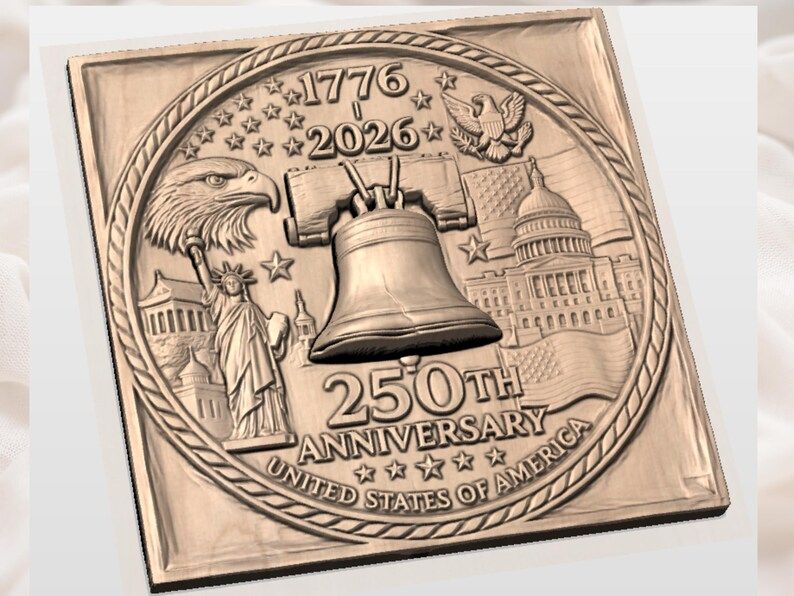 USA 250th Anniversary Liberty Bell and Eagle Bas-Relief STL bas-relief STL — view 2