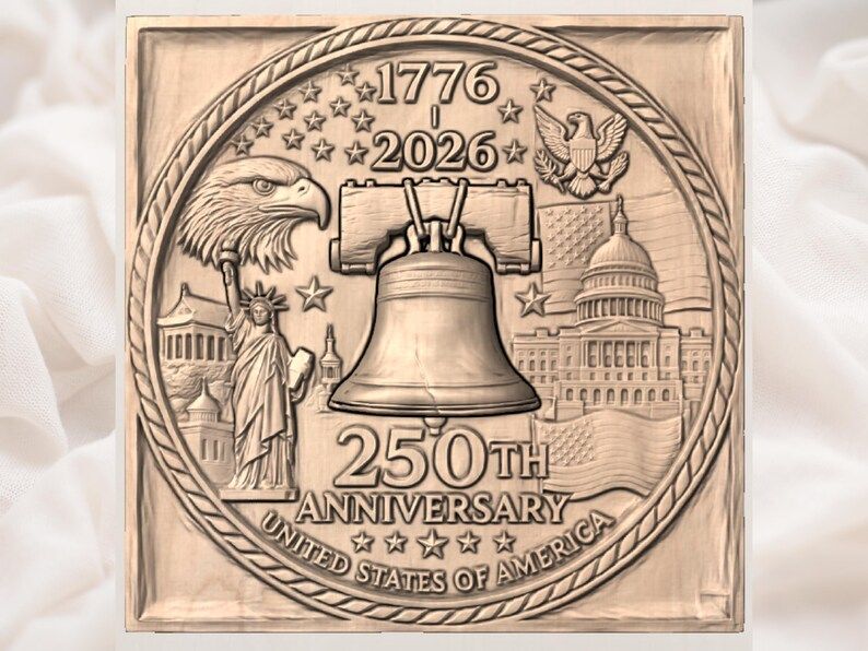 USA 250th Anniversary Liberty Bell and Eagle Bas-Relief STL bas-relief STL — view 3