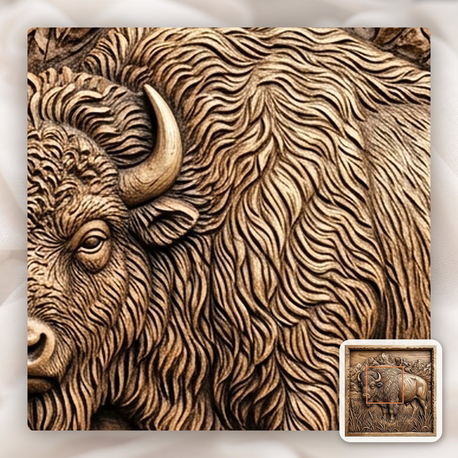 American Bison Buffalo Mountain Scene CNC Relief STL bas-relief STL — view 11