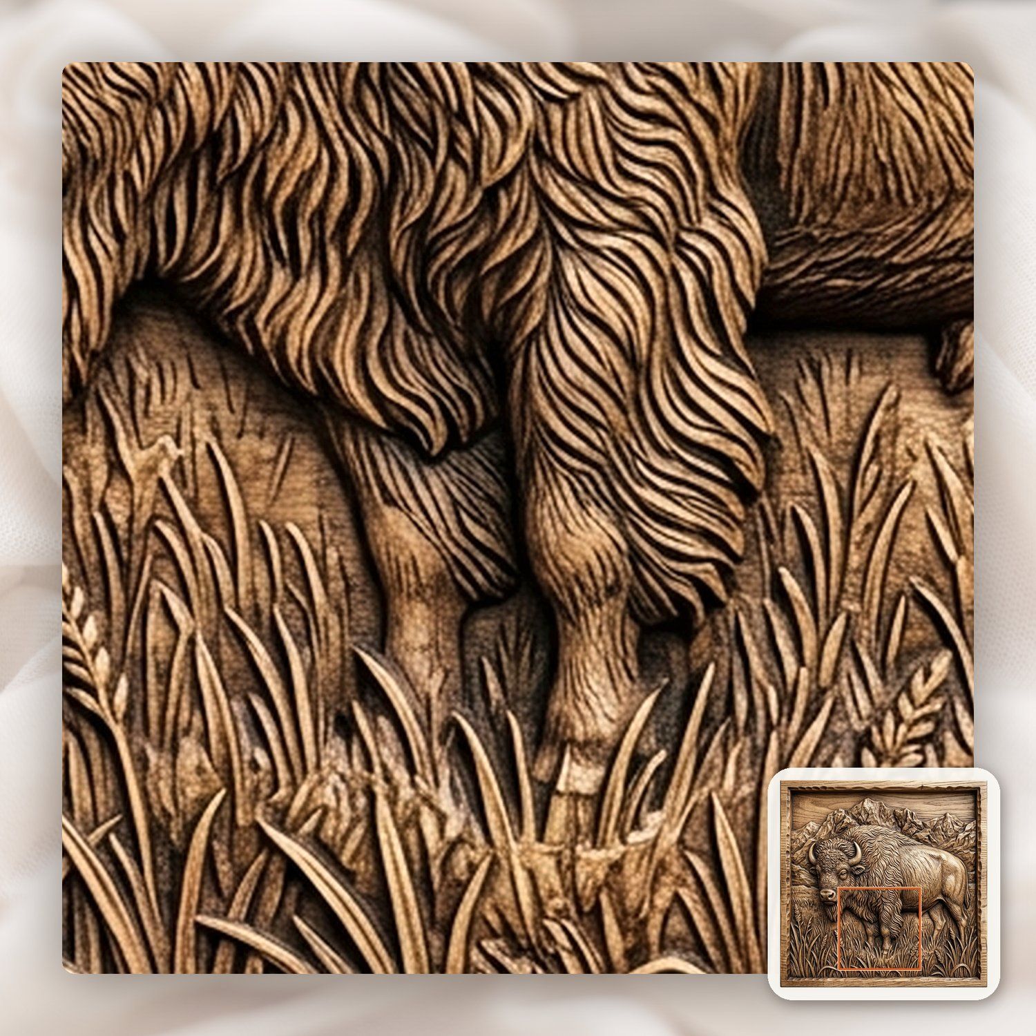 American Bison Buffalo Mountain Scene CNC Relief STL bas-relief STL — view 12