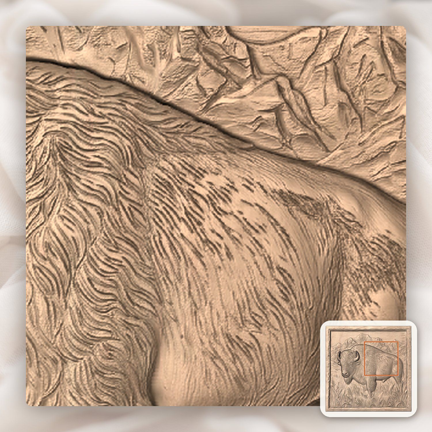 American Bison Buffalo Mountain Scene CNC Relief STL bas-relief STL — view 8