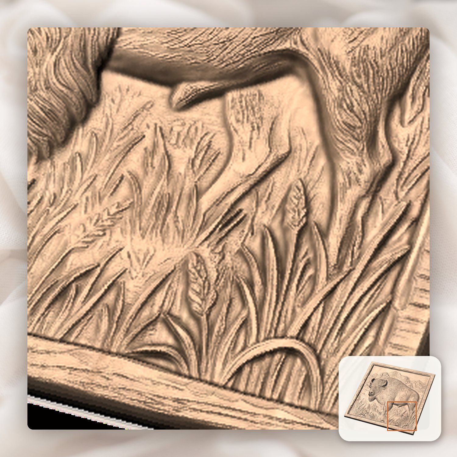 American Bison Buffalo Mountain Scene CNC Relief STL bas-relief STL — view 9