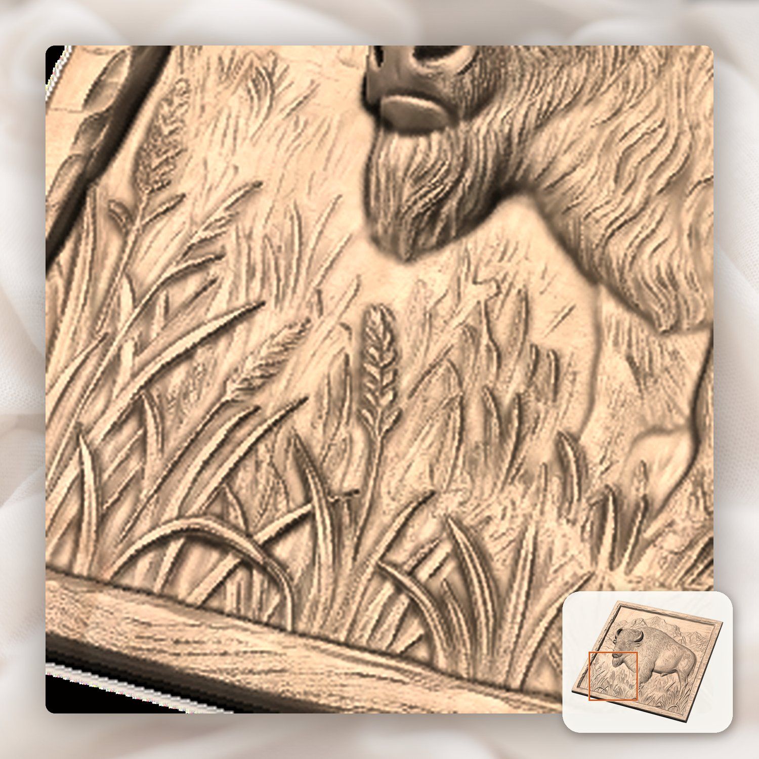 American Bison Buffalo Mountain Scene CNC Relief STL bas-relief STL — view 10