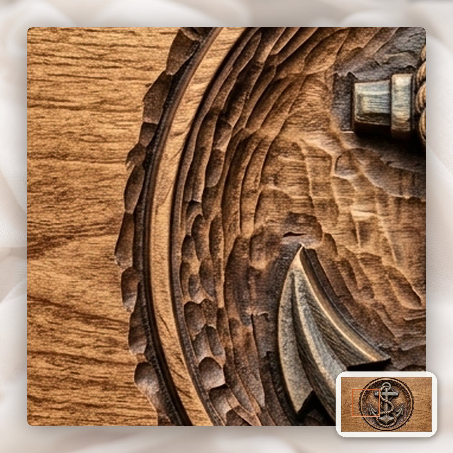 Anchor and Winding Rope Nautical CNC Relief STL bas-relief STL — view 11
