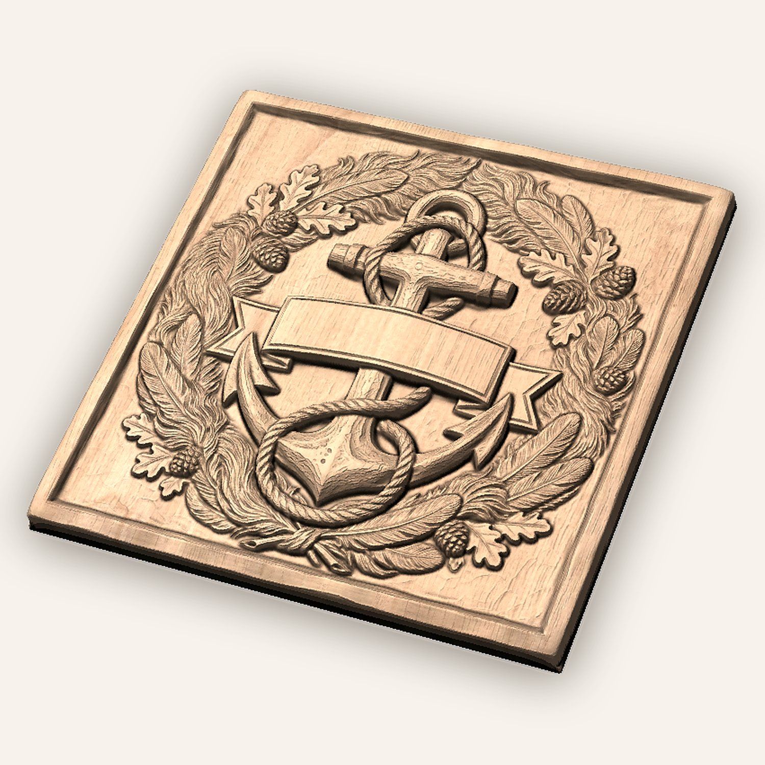 Anchor Nautical Emblem Banner CNC Relief STL bas-relief STL — view 4