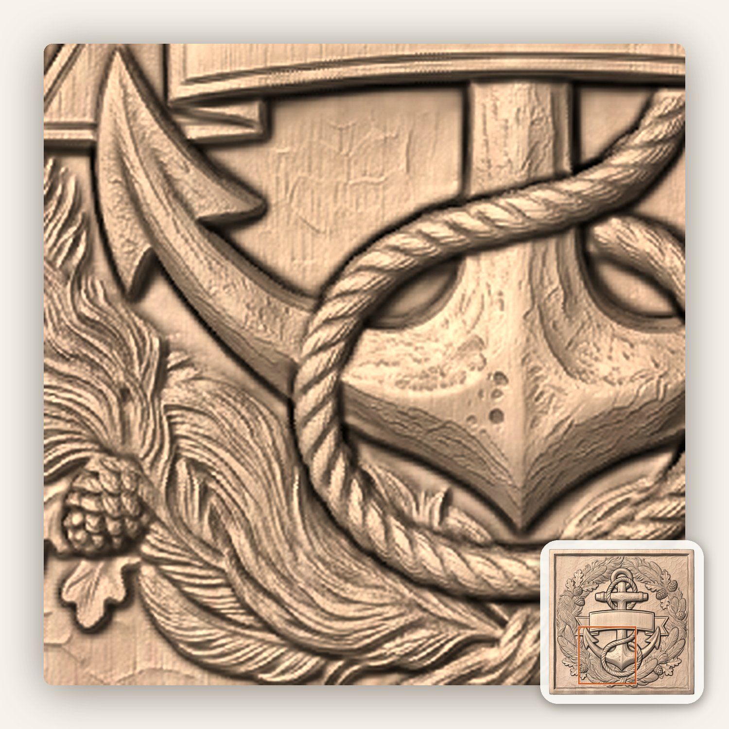Anchor Nautical Emblem Banner CNC Relief STL bas-relief STL — view 6