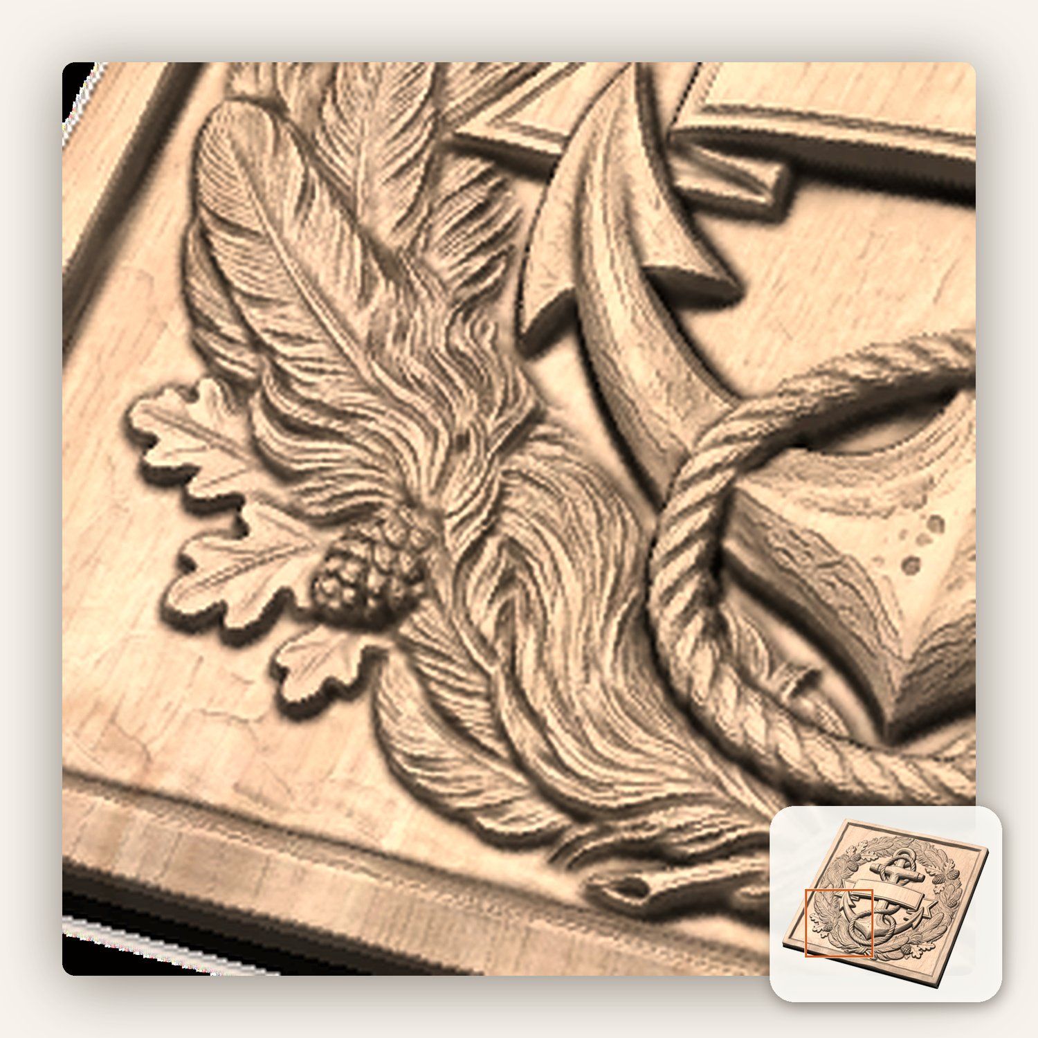 Anchor Nautical Emblem Banner CNC Relief STL bas-relief STL — view 9