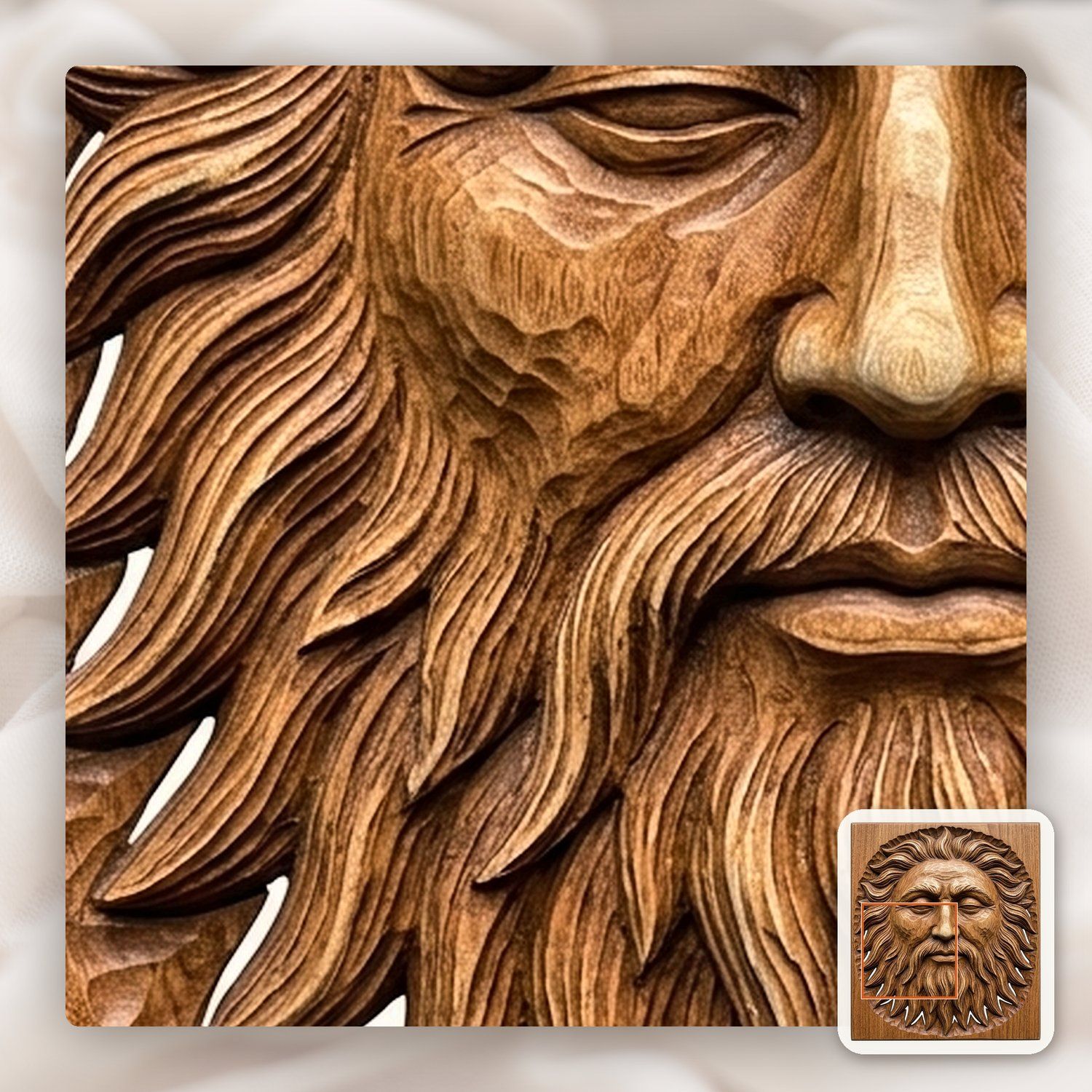 Ancient Bearded Sun Face Celestial CNC Relief STL bas-relief STL — view 11