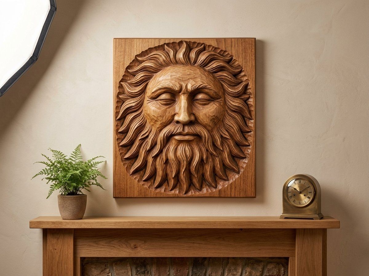 Ancient Bearded Sun Face Celestial CNC Relief STL bas-relief STL — view 12