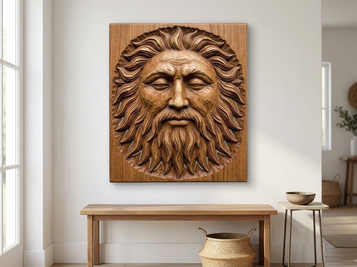 Ancient Bearded Sun Face Celestial CNC Relief STL bas-relief STL — view 13