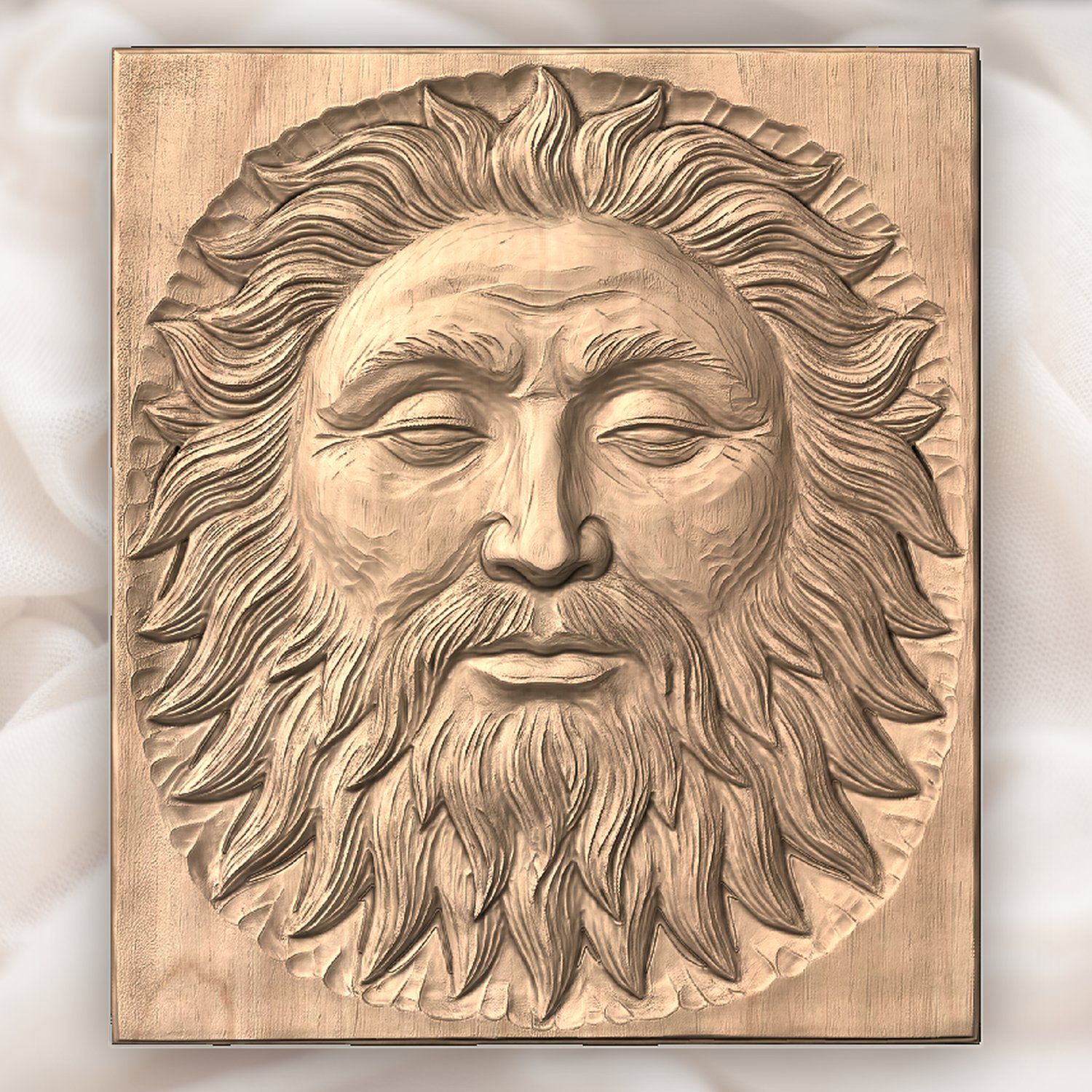 Ancient Bearded Sun Face Celestial CNC Relief STL bas-relief STL — view 4