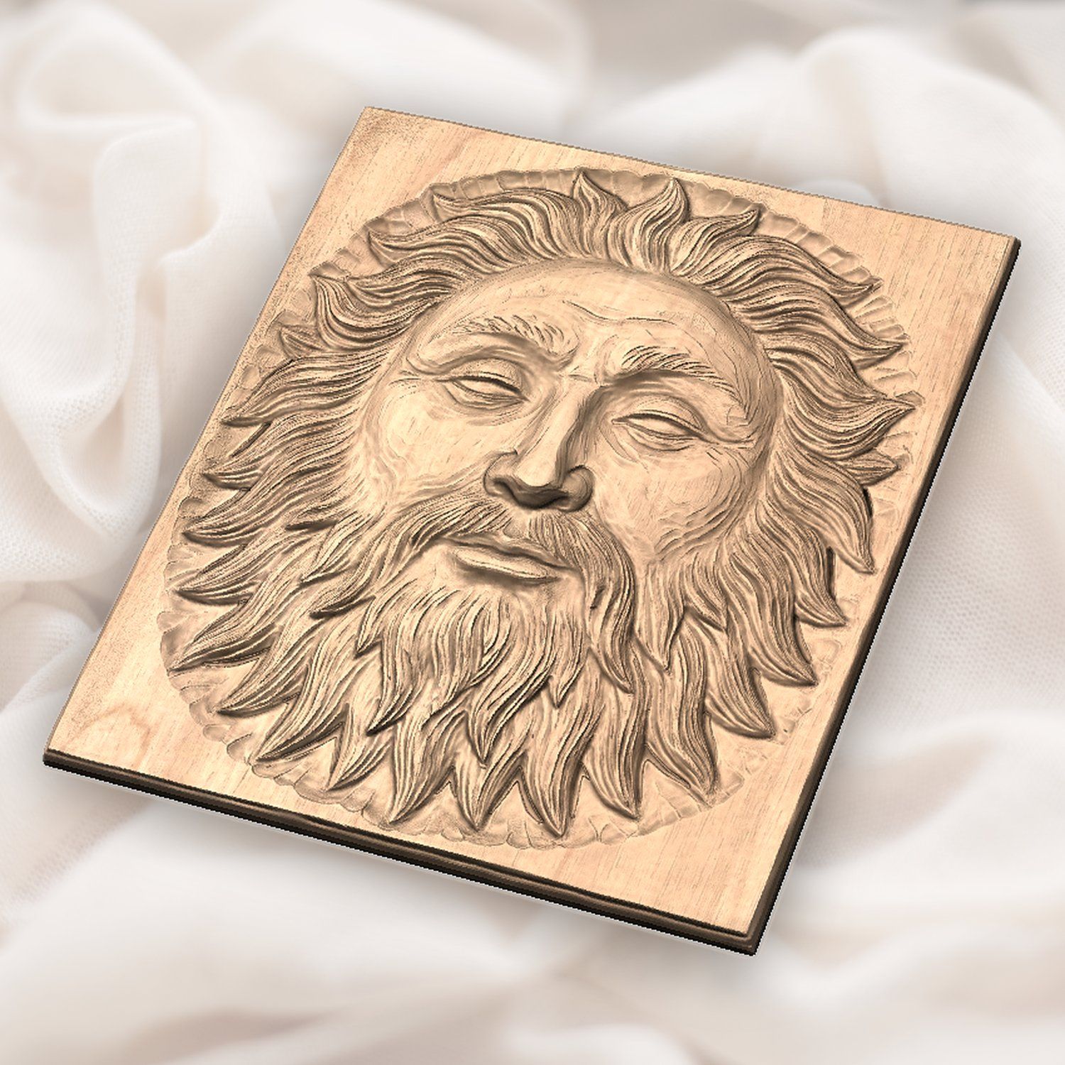 Ancient Bearded Sun Face Celestial CNC Relief STL bas-relief STL — view 5