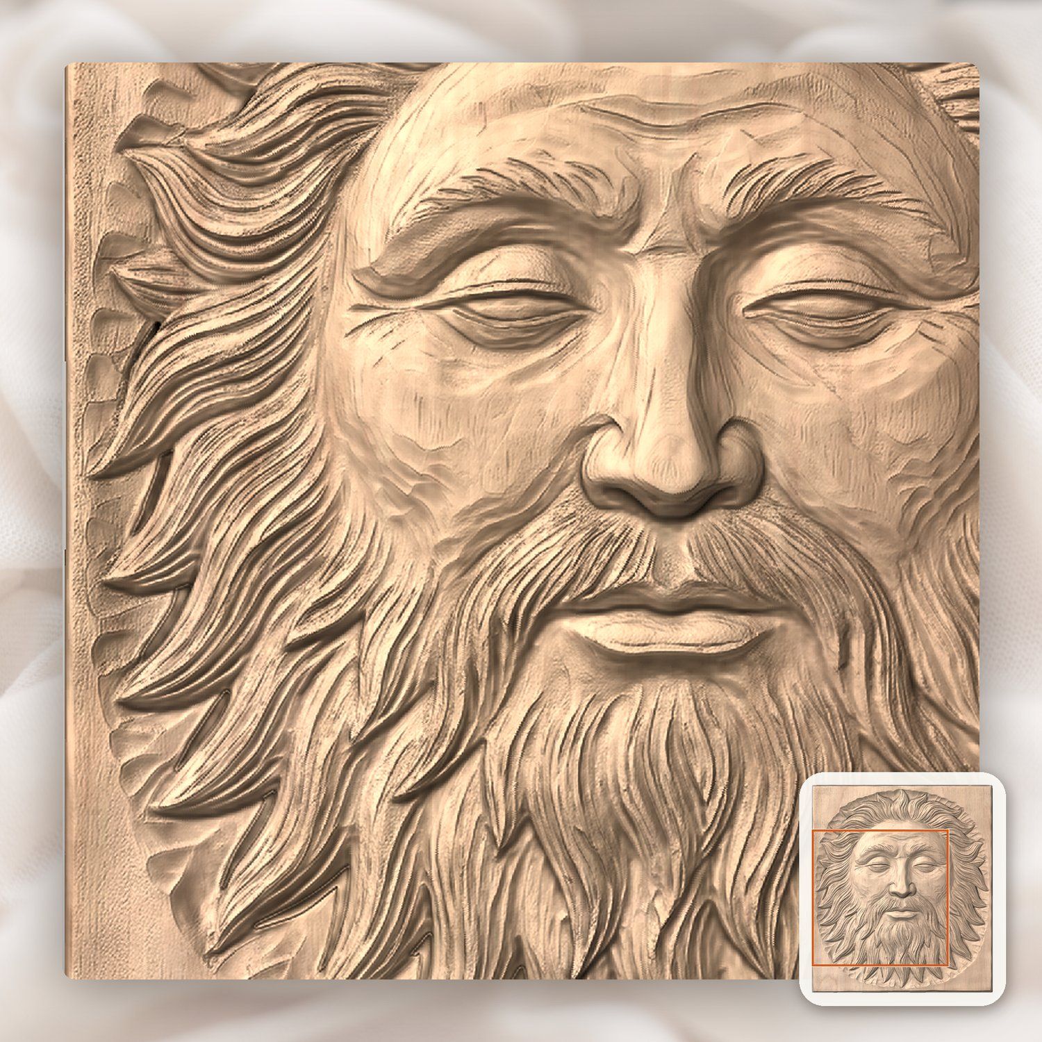 Ancient Bearded Sun Face Celestial CNC Relief STL bas-relief STL — view 6