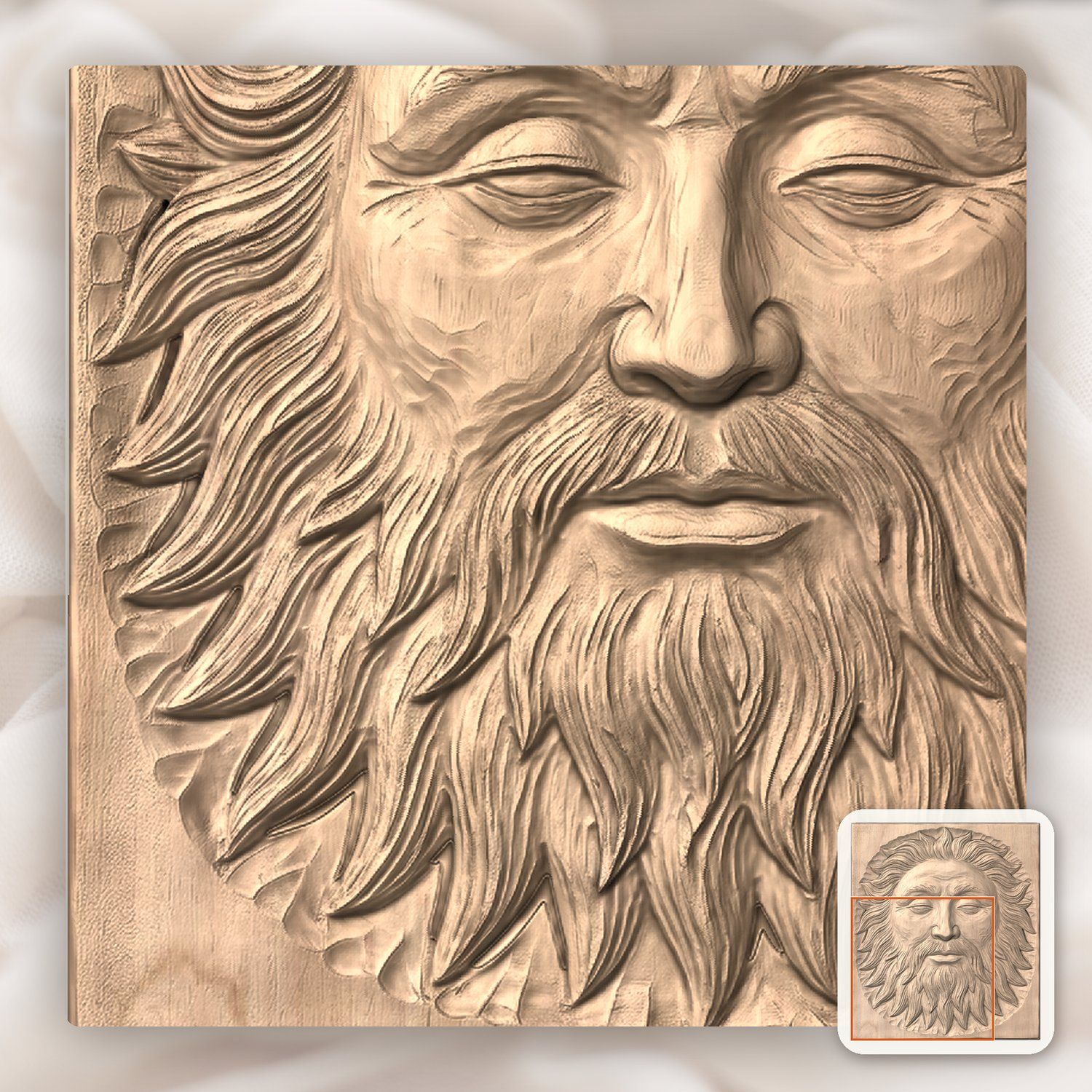 Ancient Bearded Sun Face Celestial CNC Relief STL bas-relief STL — view 7