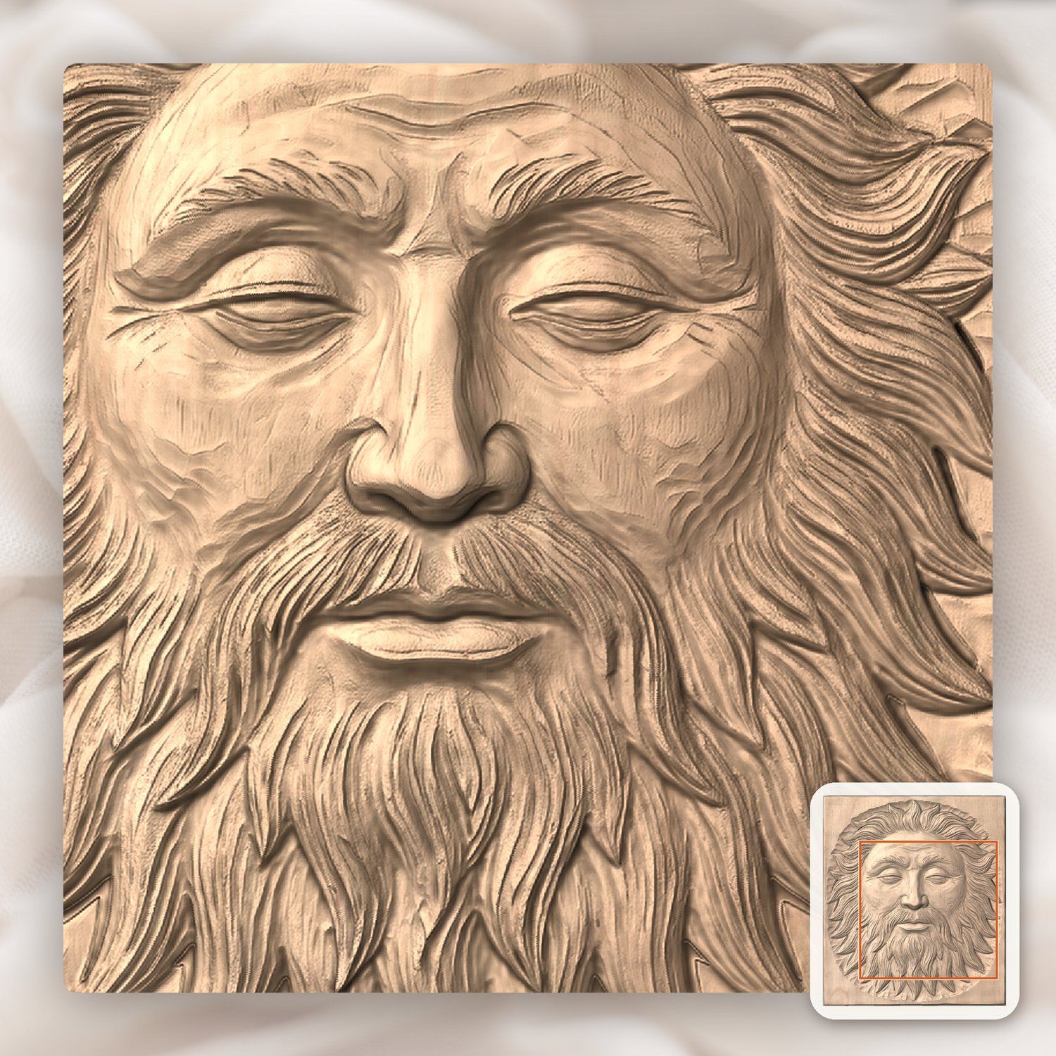 Ancient Bearded Sun Face Celestial CNC Relief STL bas-relief STL — view 8
