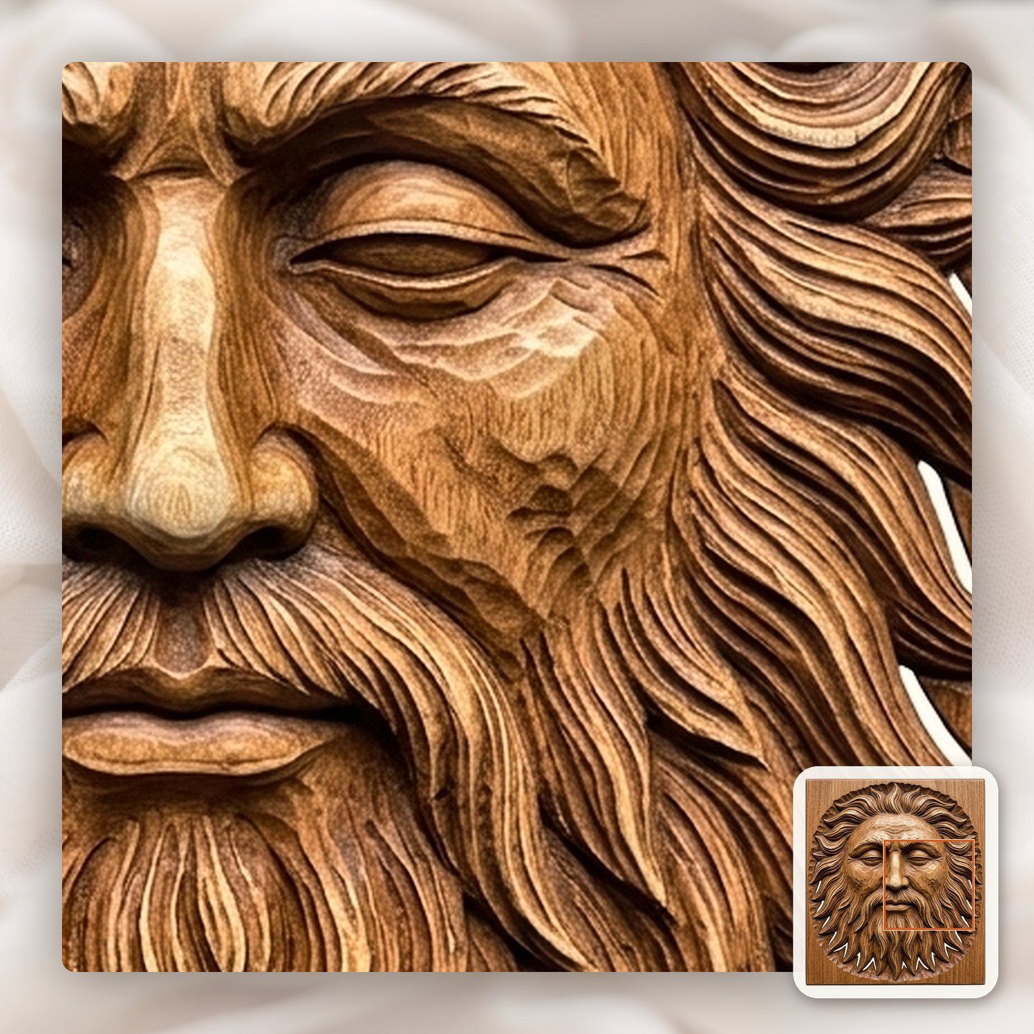 Ancient Bearded Sun Face Celestial CNC Relief STL bas-relief STL — view 10