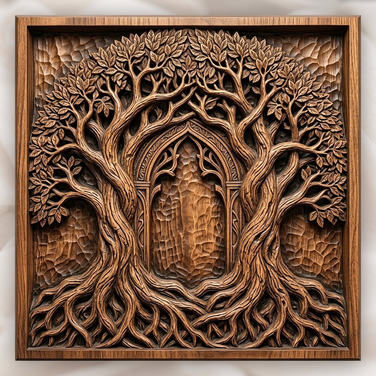 Ancient Elven Gate Intertwined Trees CNC Relief STL bas-relief STL design