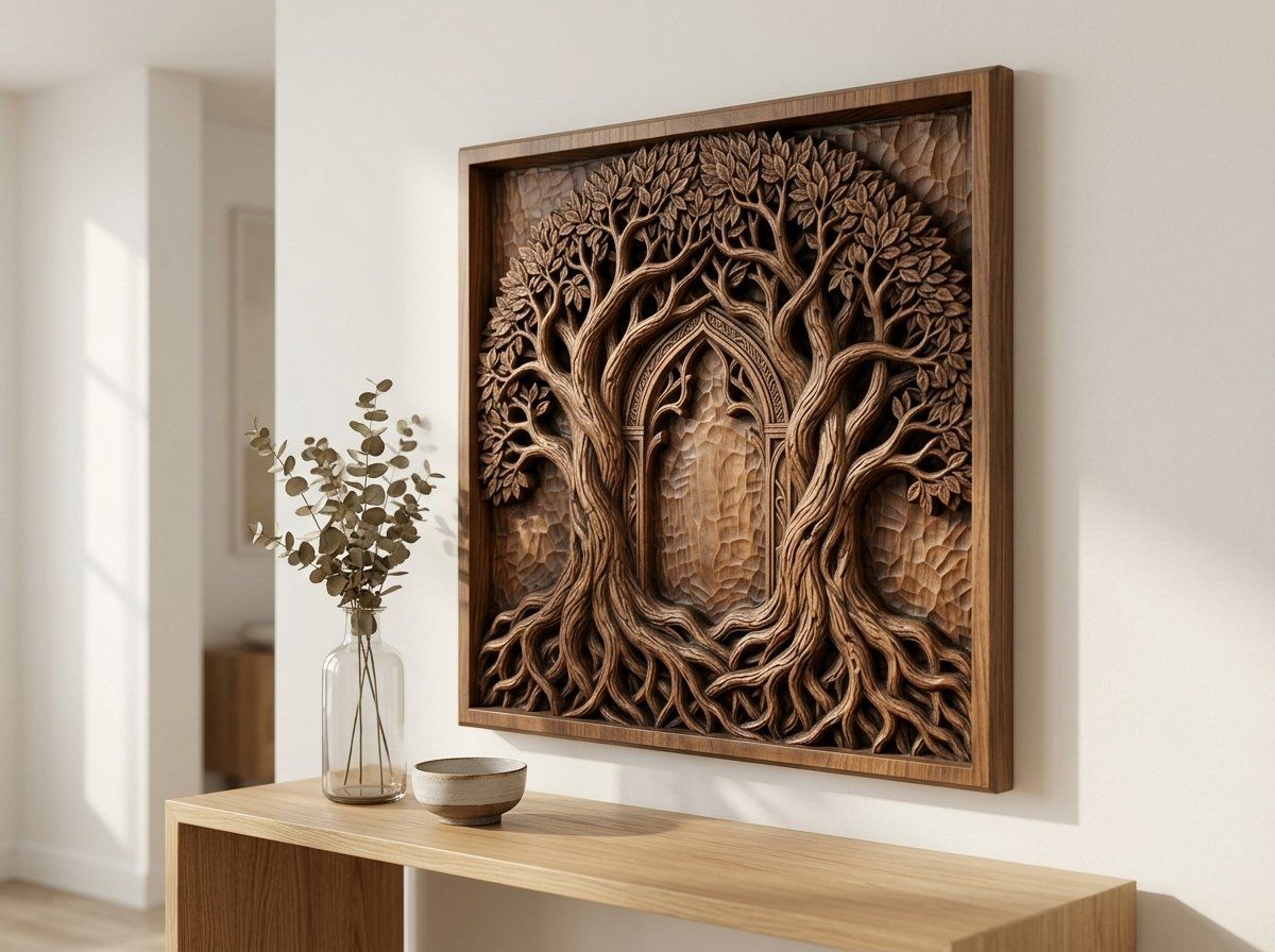 Ancient Elven Gate Intertwined Trees CNC Relief STL bas-relief STL — view 14