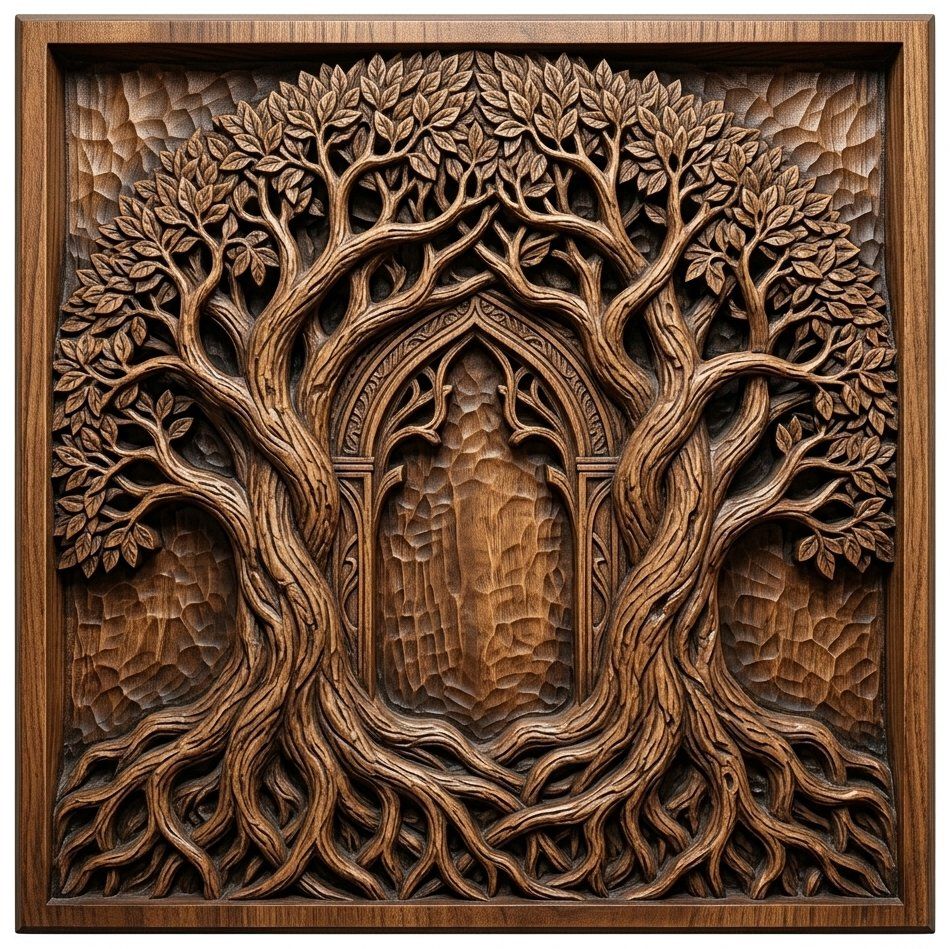 Ancient Elven Gate Intertwined Trees CNC Relief STL bas-relief STL — view 4