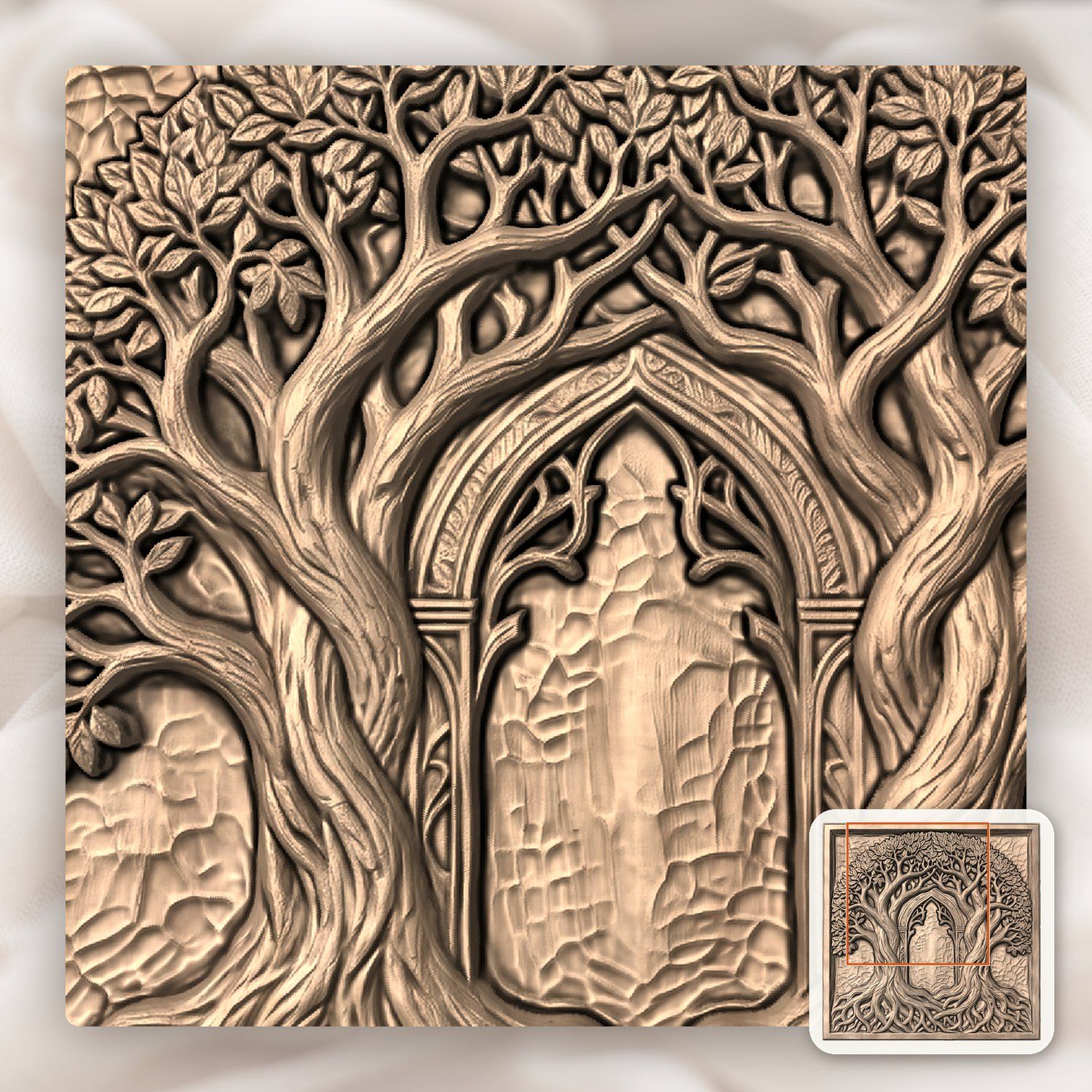 Ancient Elven Gate Intertwined Trees CNC Relief STL bas-relief STL — view 7