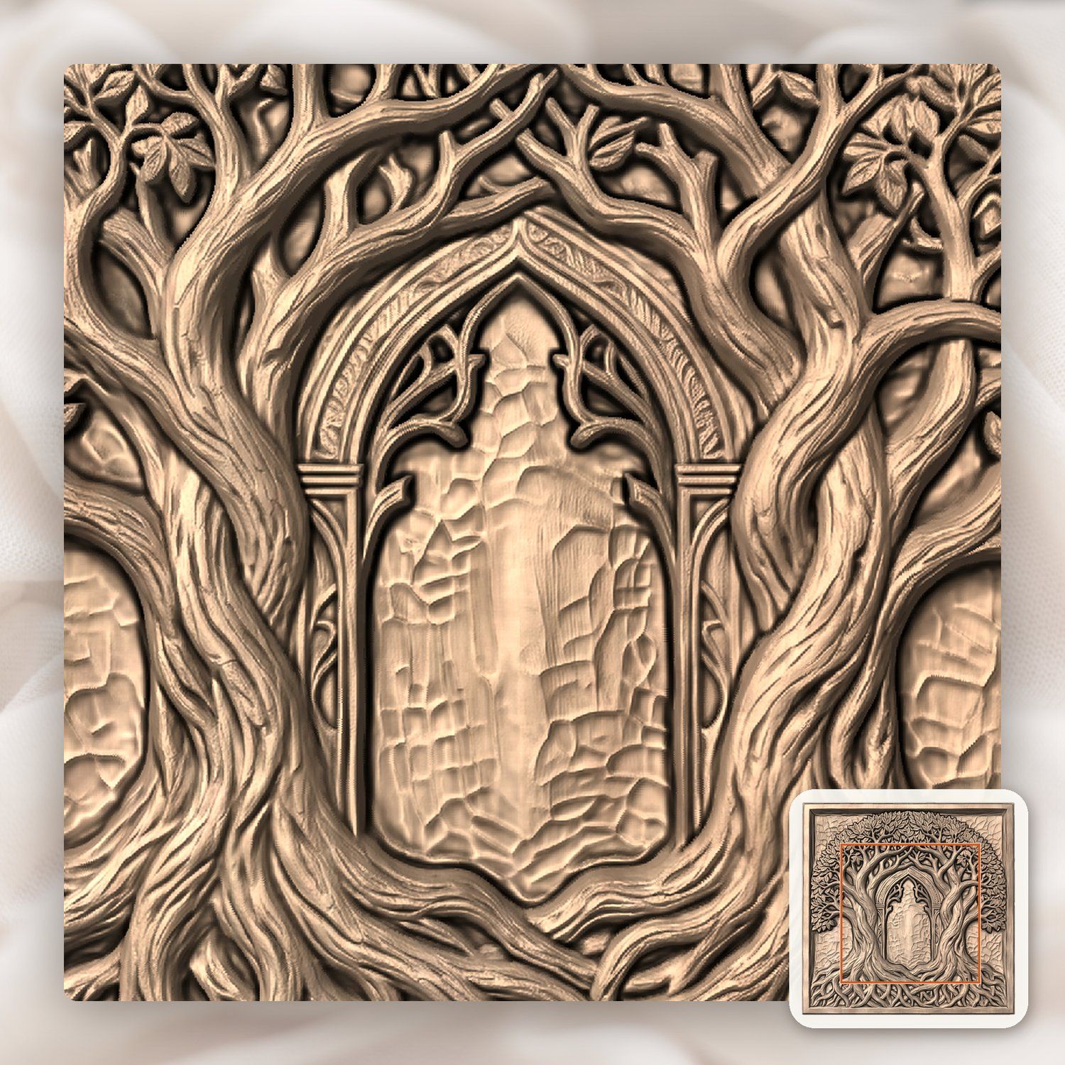 Ancient Elven Gate Intertwined Trees CNC Relief STL bas-relief STL — view 8