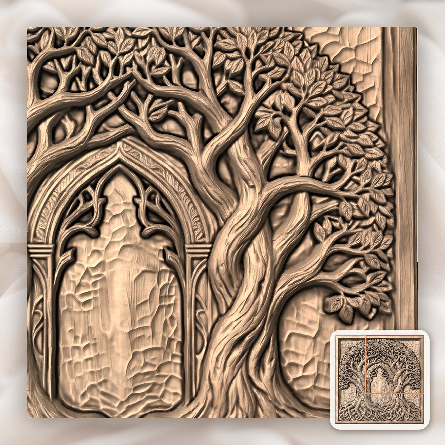 Ancient Elven Gate Intertwined Trees CNC Relief STL bas-relief STL — view 9